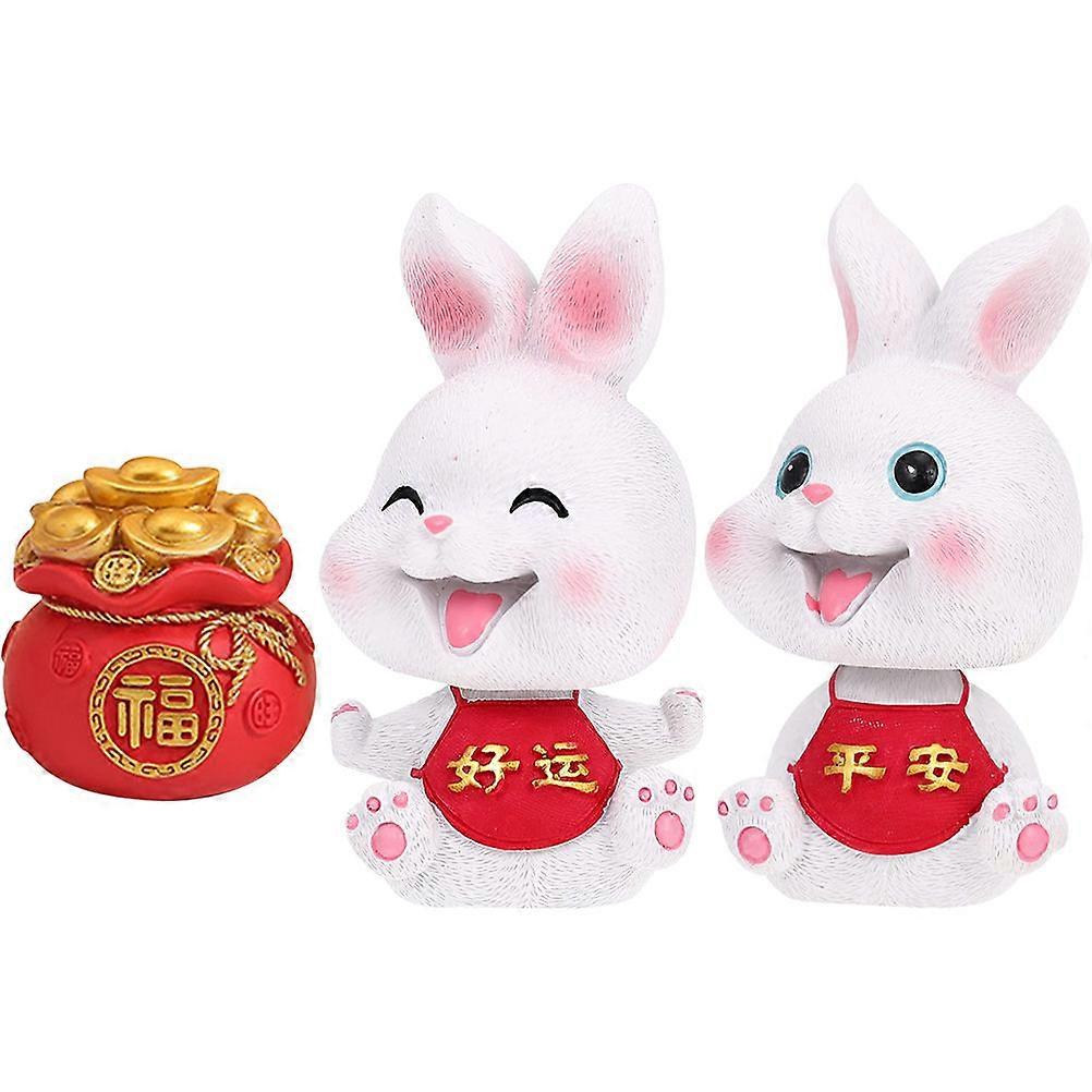 Animal Figurines Zodiac Rabbit Bag Statue Indoor Layout 10x5.5cm