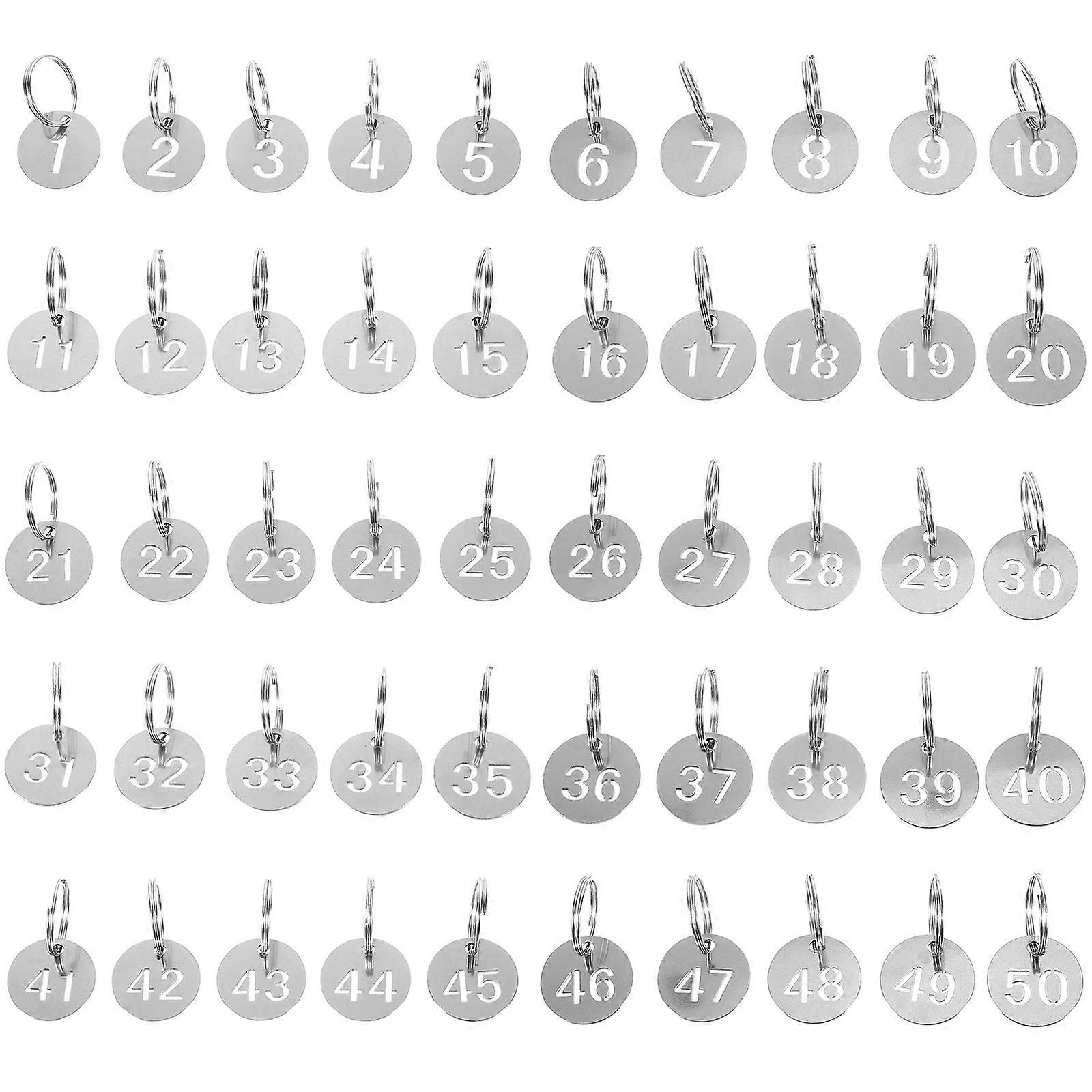 50pcs Stainless Steel Round Numbered Key Tags for Management – Lightweight, Portable Keychain Labels for Organization and Loss Prevention