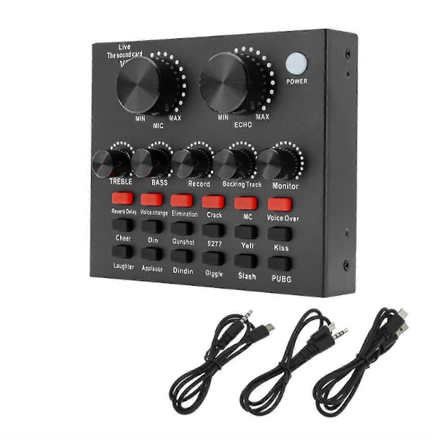 V8 Sound Card Voice Change Live Streaming Singing Karaoke Headset Live External Sound Card Record fo