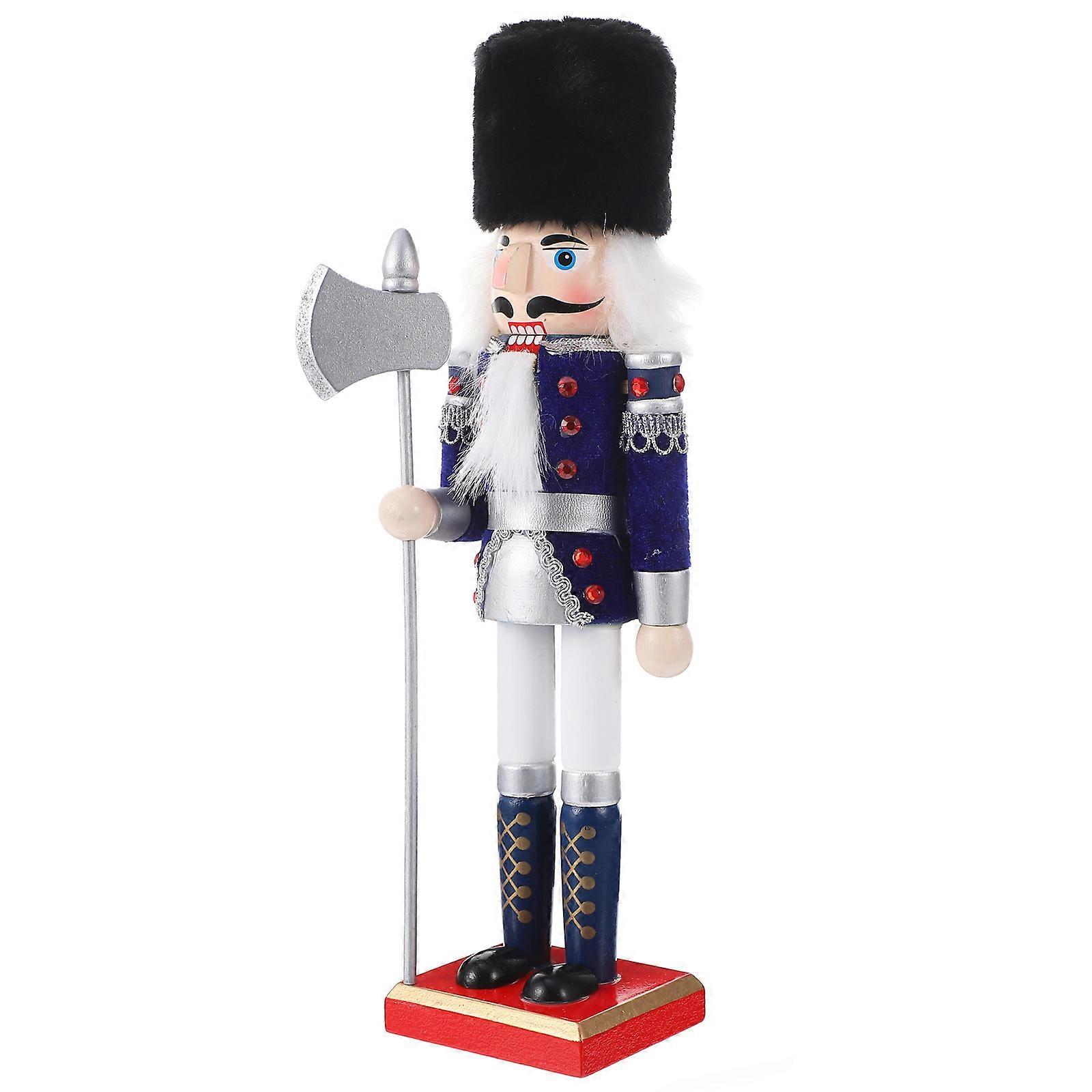 Nutcracker Soldier Doll Wooden Walnut Soldier Doll Home Party Decoration Multi Color 30X10cm 1Pc
