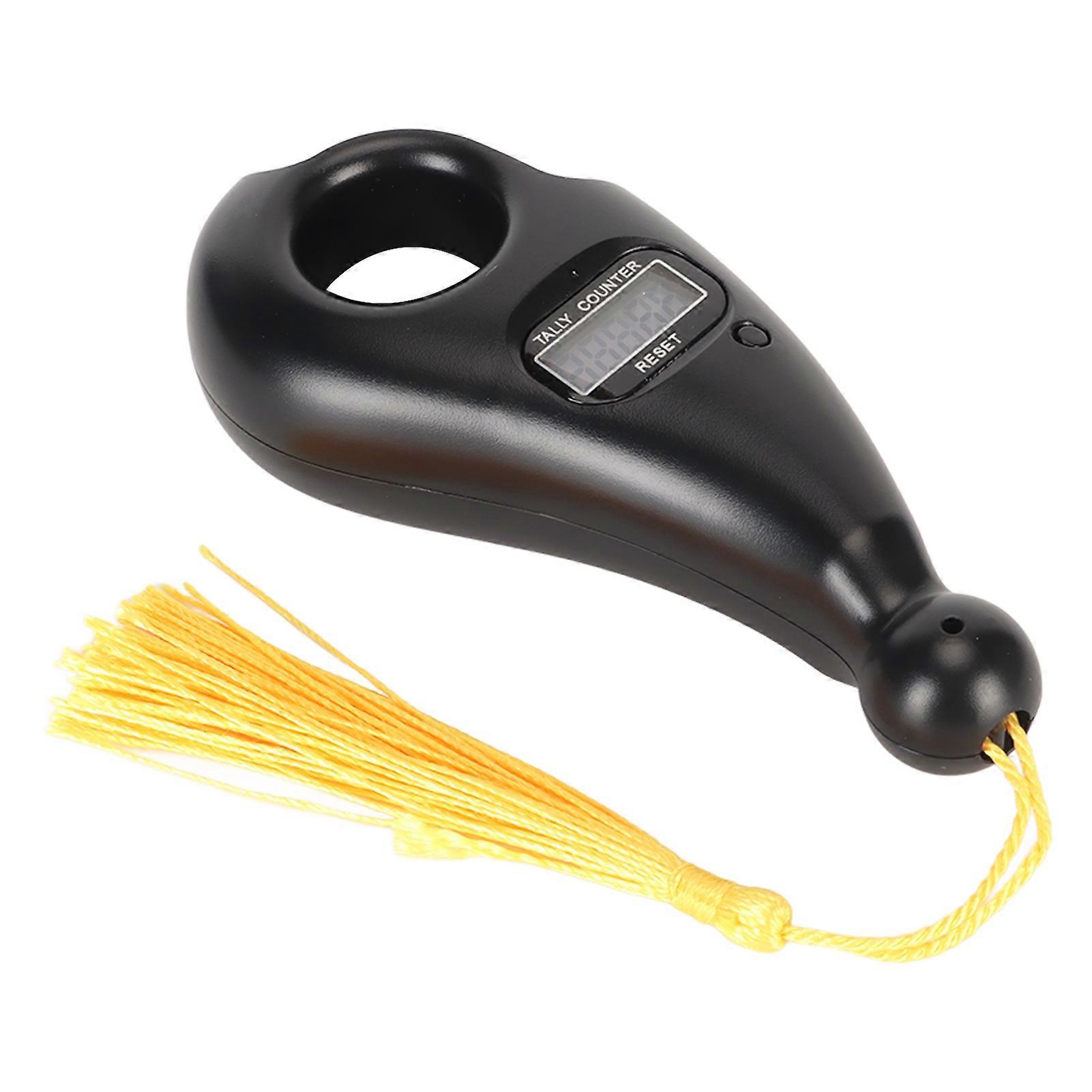 Digital Beads Counter LCD Screen Low Noise Portable Digital Buddha Beads Counter with Tassel for Meditation Relaxation Black 
