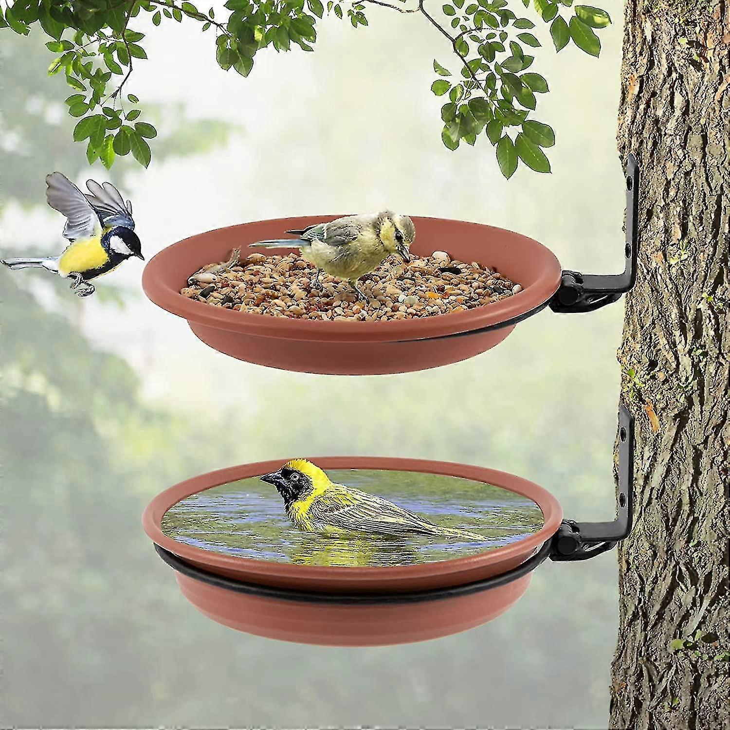 2 Pack Wall Mounted Hanging Bird Feeder and Bird Bath Bowl to Attract Wild Birds