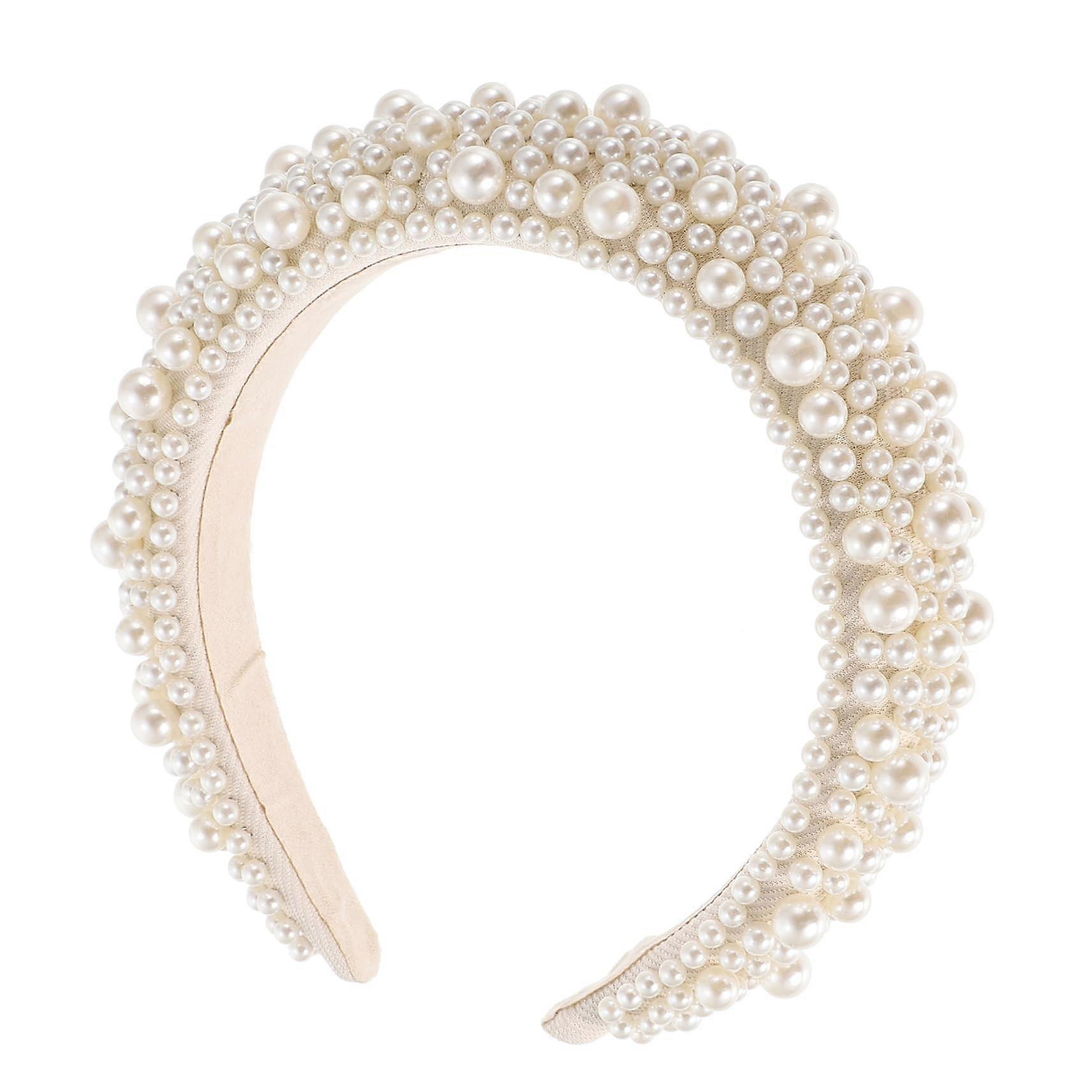 Pearl Hairband for Women, Headband with Pearls Hair Accessory for Weddings, Parties, Cosplay, and Special Occasions, Fashionable Hair Accessory, White