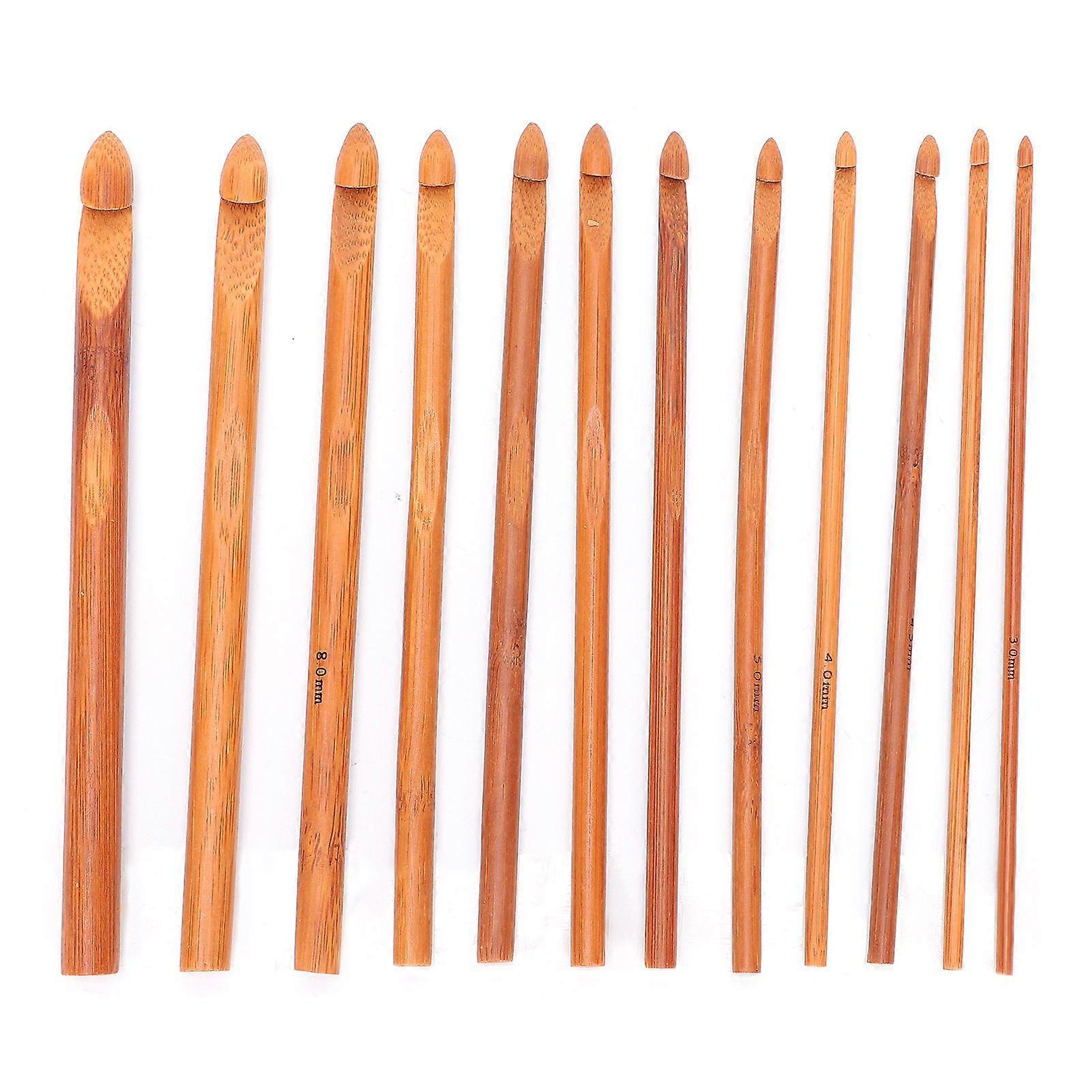 2025 Latest Model  12pcs Carbonized Bamboo Crochet Hooks Knitting Needle Set