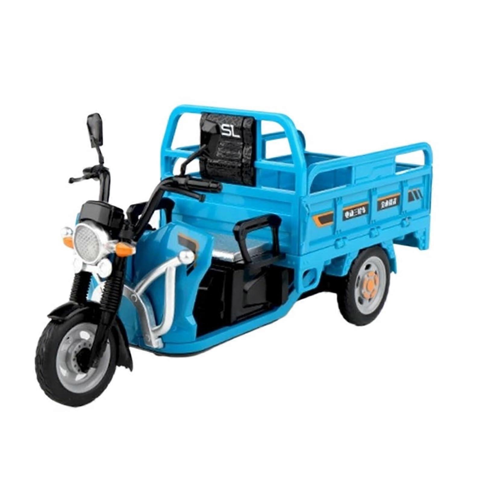 Miniature Motor Vehicle Models 1:12 Sanbengzi Alloy ThreeWheeler Motorcycle Model (Blue)