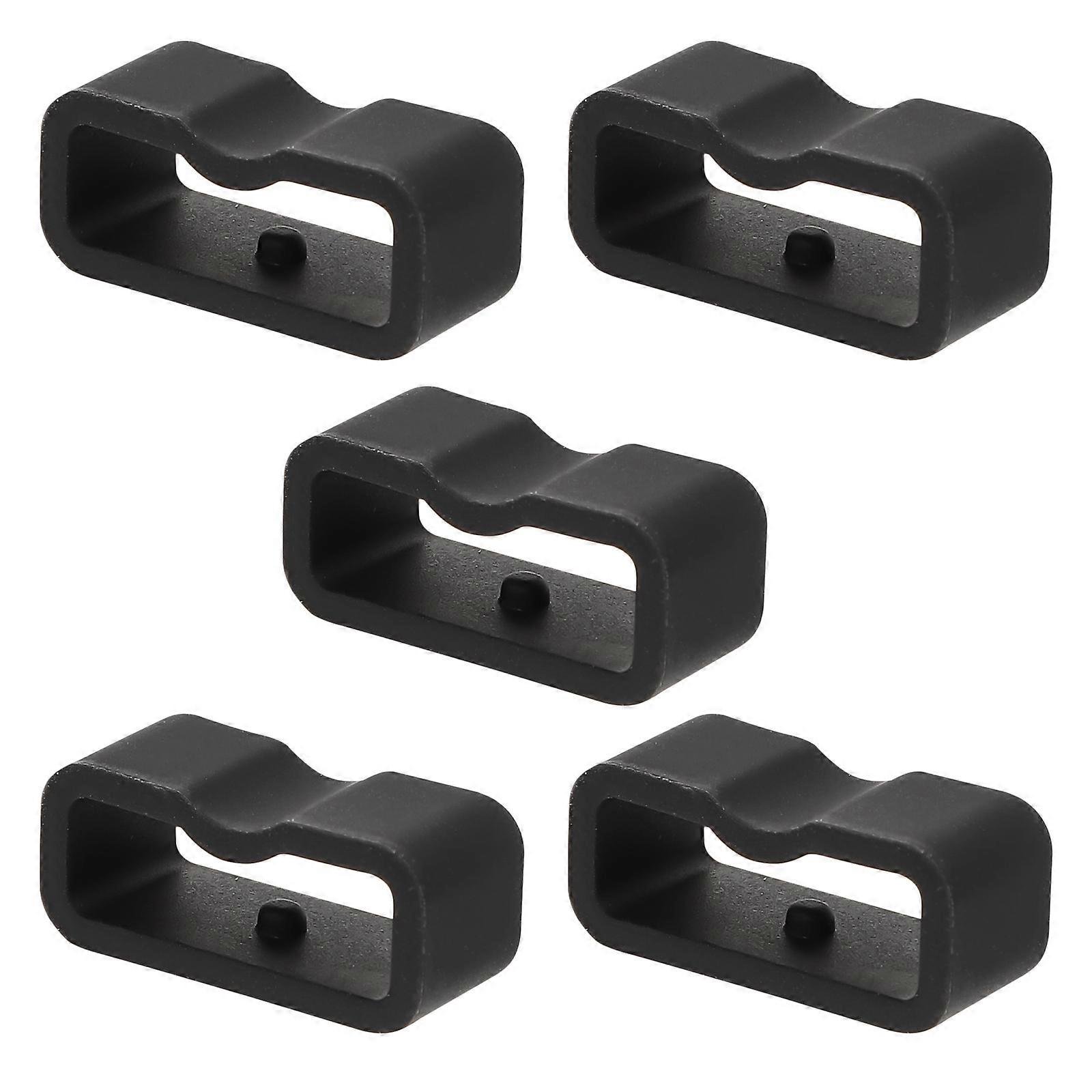 5 Pieces Watch Band Retainer Rings in Black Made of Silicone for Secure Fastening and Comfortable