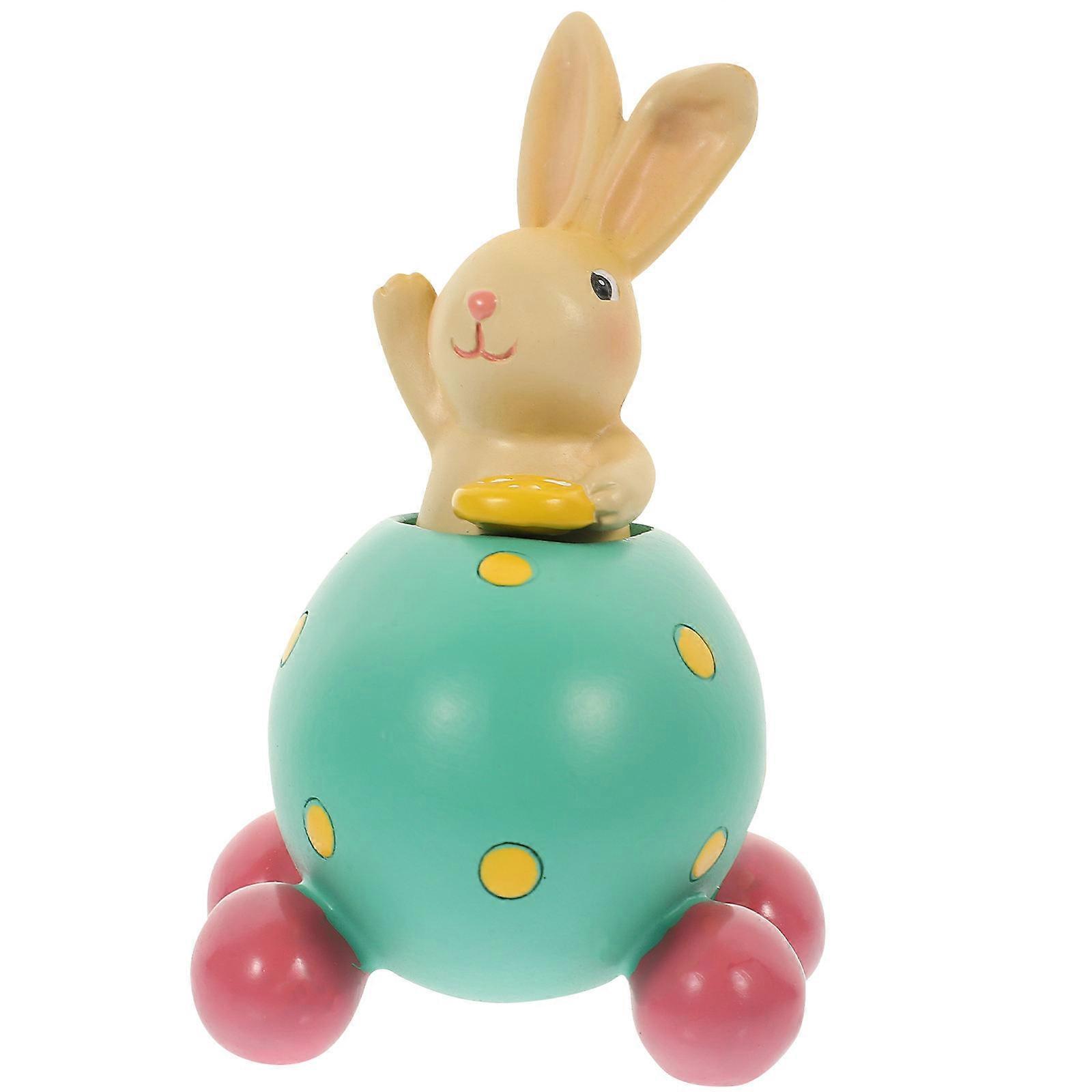 Miniature Resin Figurines Rabbit in Egg Shape Ornament Bedroom Tabletop Bunnies 1Pcs