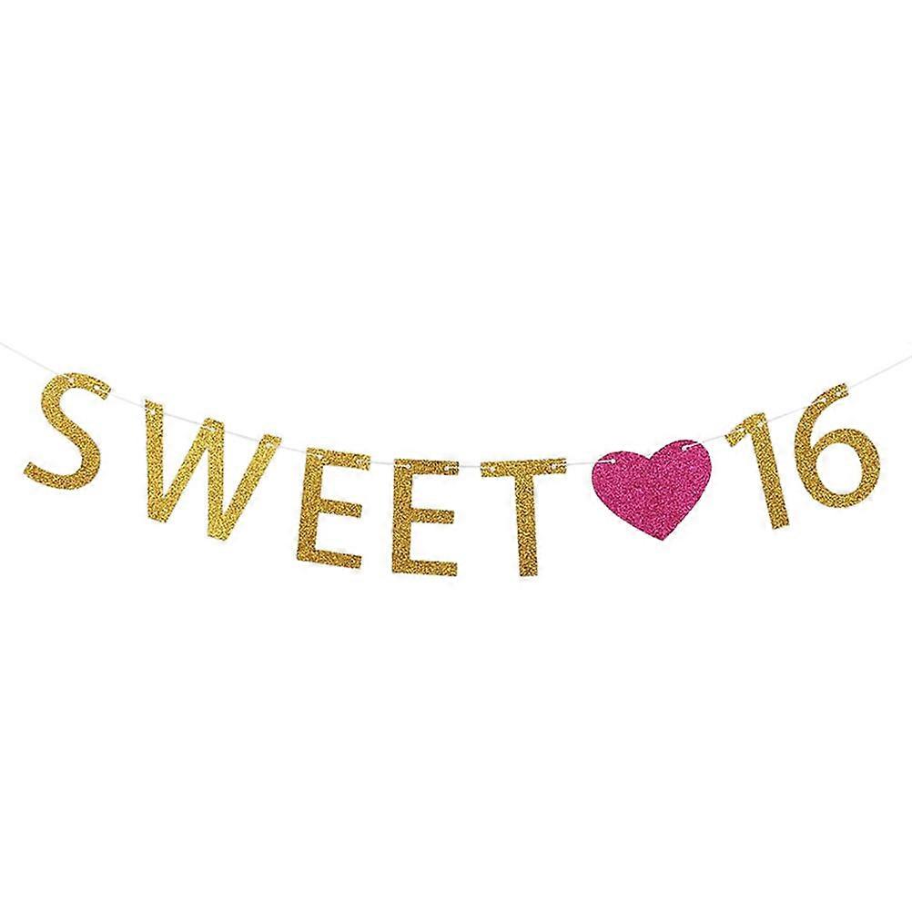 Birthday Pennant Banner Glitter Welcome Home Banner Decorative Paper Streamer For Pink Theme Party Rectangle Style 1Set