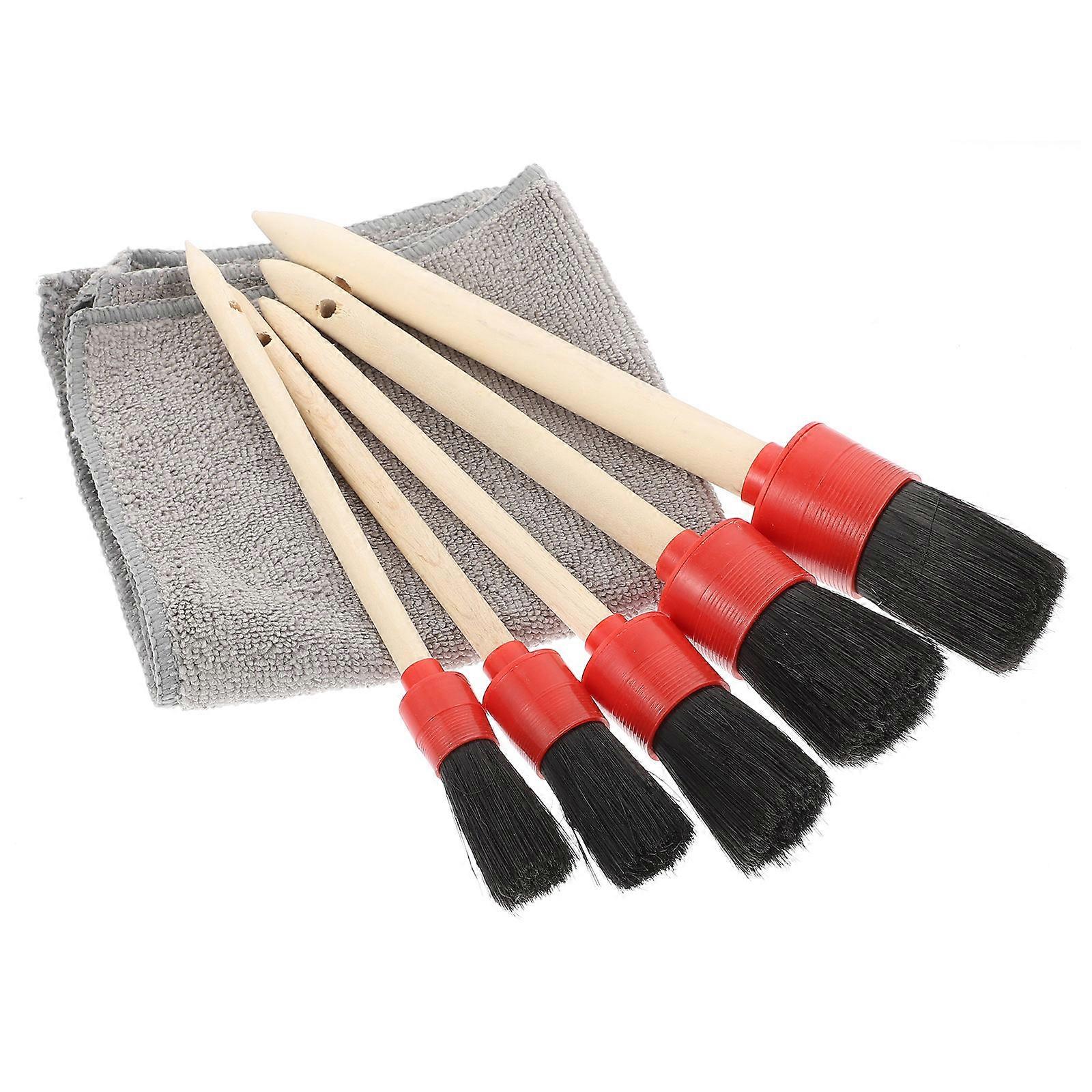 Car Cleaning Accessories Set with Microfiber Brushes for Detailing Crevice and Wheel Hub Assorted