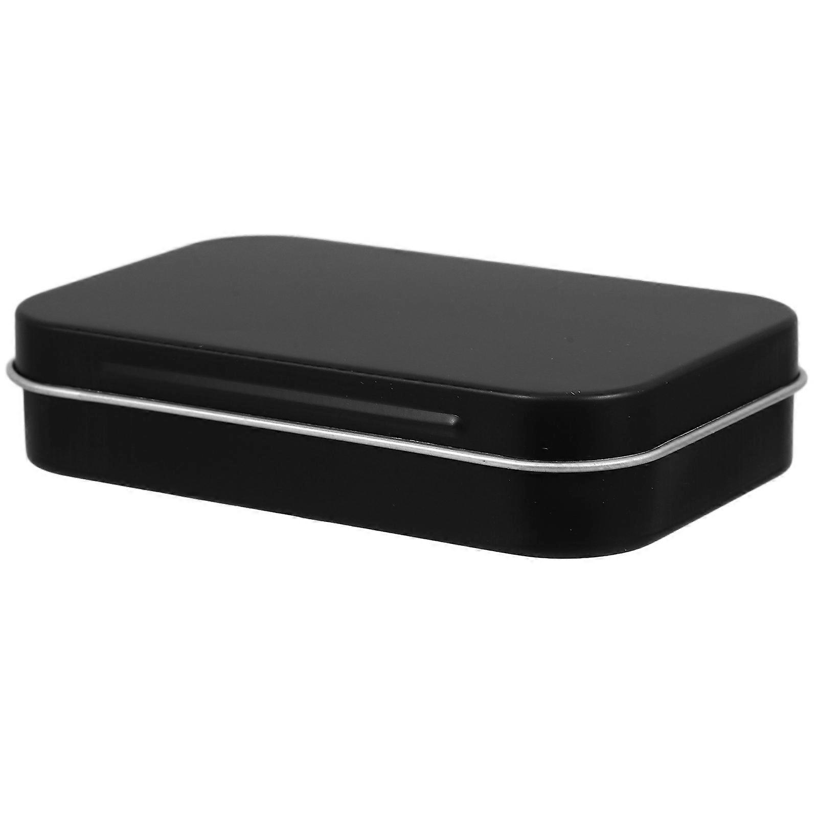 Black Hinged Tinplate Box for Small Item Storage with Construction and Rust Resistance 4x3
