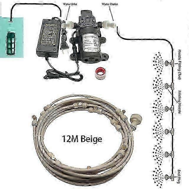 Misting Cooling System With Pump Filter Kit 20ft-60ft Line Nozzle 5l/min For Outdooor Patio Porch Backyardin-
