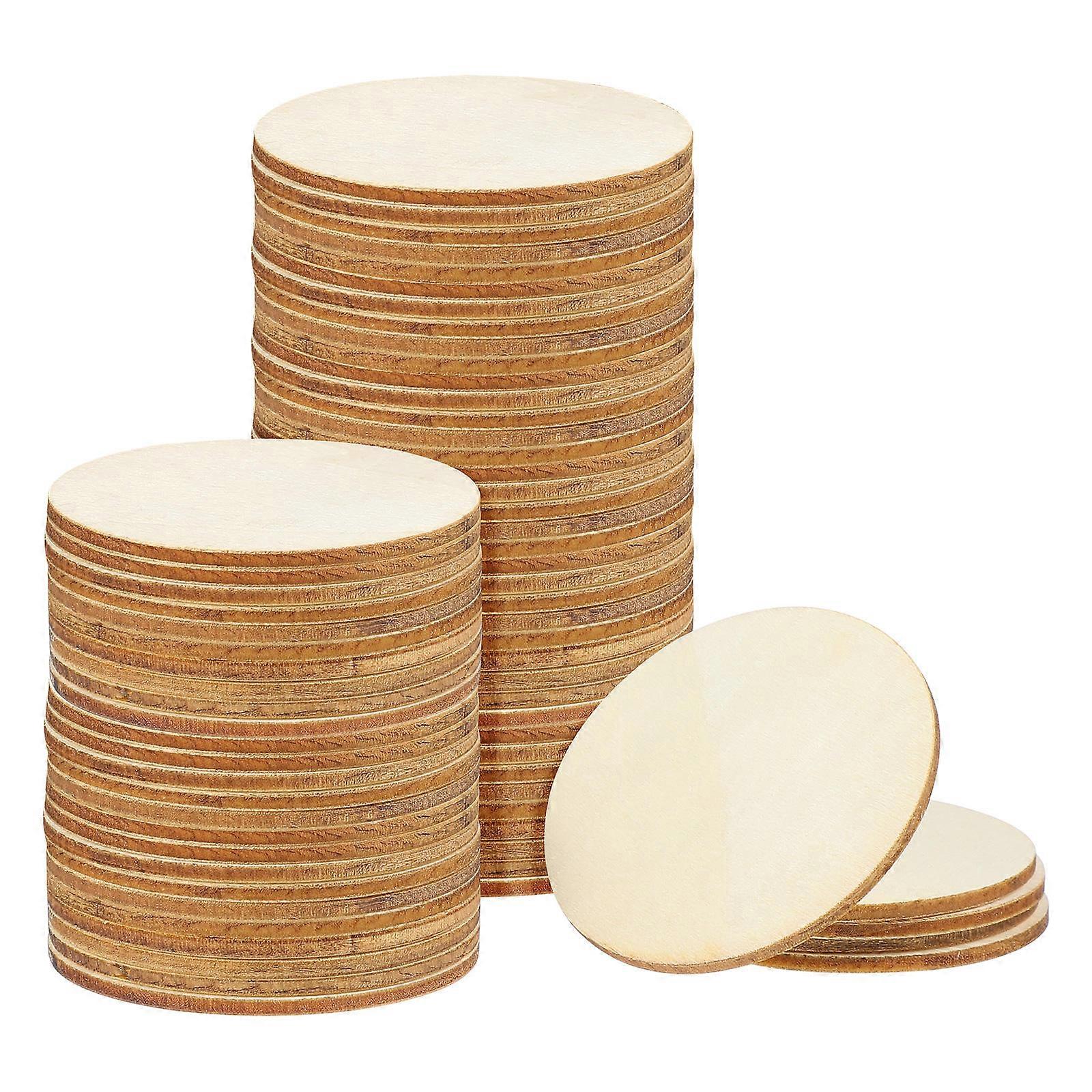 Unfinished Wood Discs for Craft Supplies Ornaments 5x5cm 0.1cm Thickness Tags Making 100Pcs