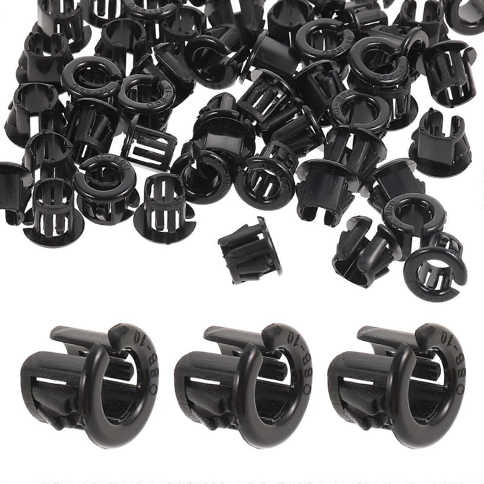 Panel Locking Hole Plug Snap Bushing Cables Vibration Absorption Black 50Pack