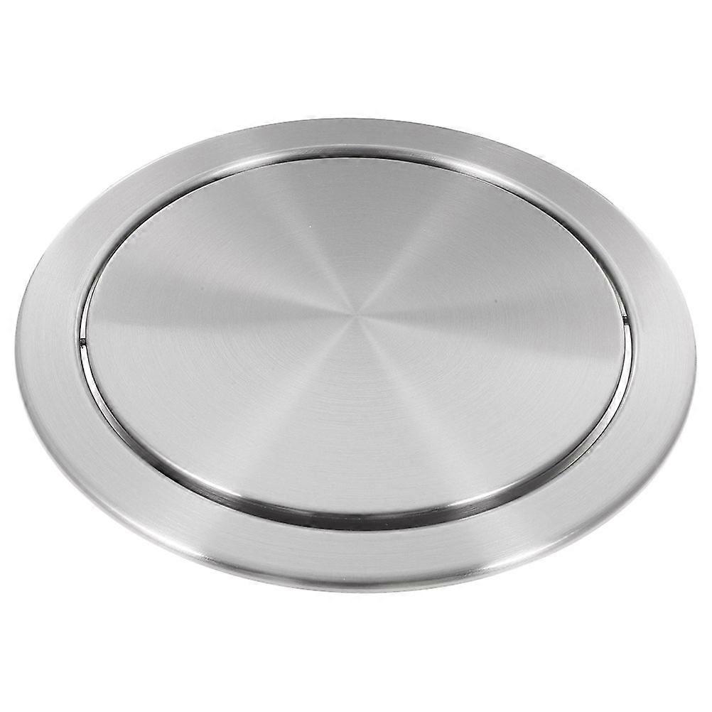 Stainless Steel Recessed Trash Lid for Kitchen Countertop – Quiet Flapping Flip Cover, Oil Resistant, Compatible with Multiple Bins, Space Saving