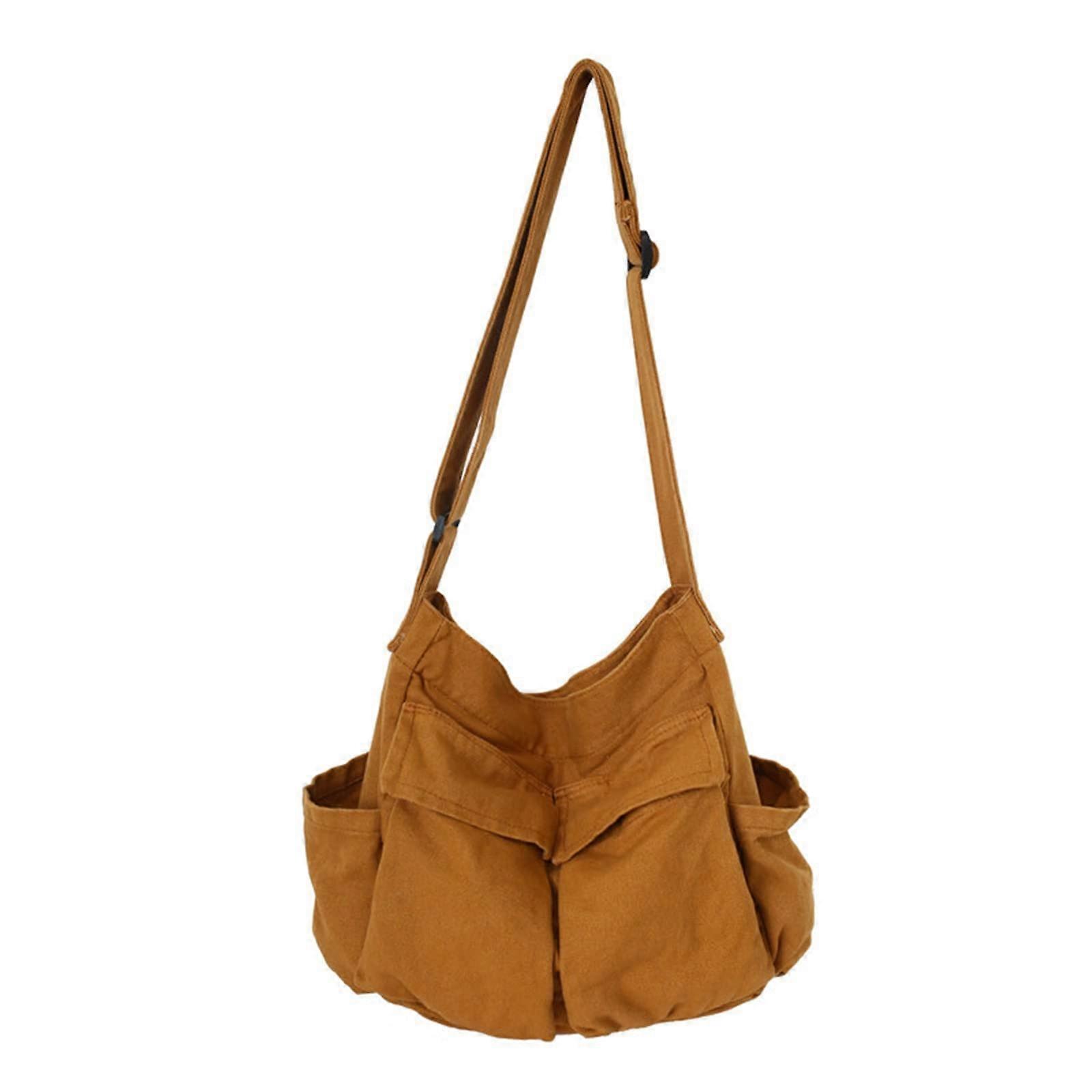 Canvas Messenger Bag for Women - Large Brown Shoulder Bag with Multi Pockets and Durable Canvas Material