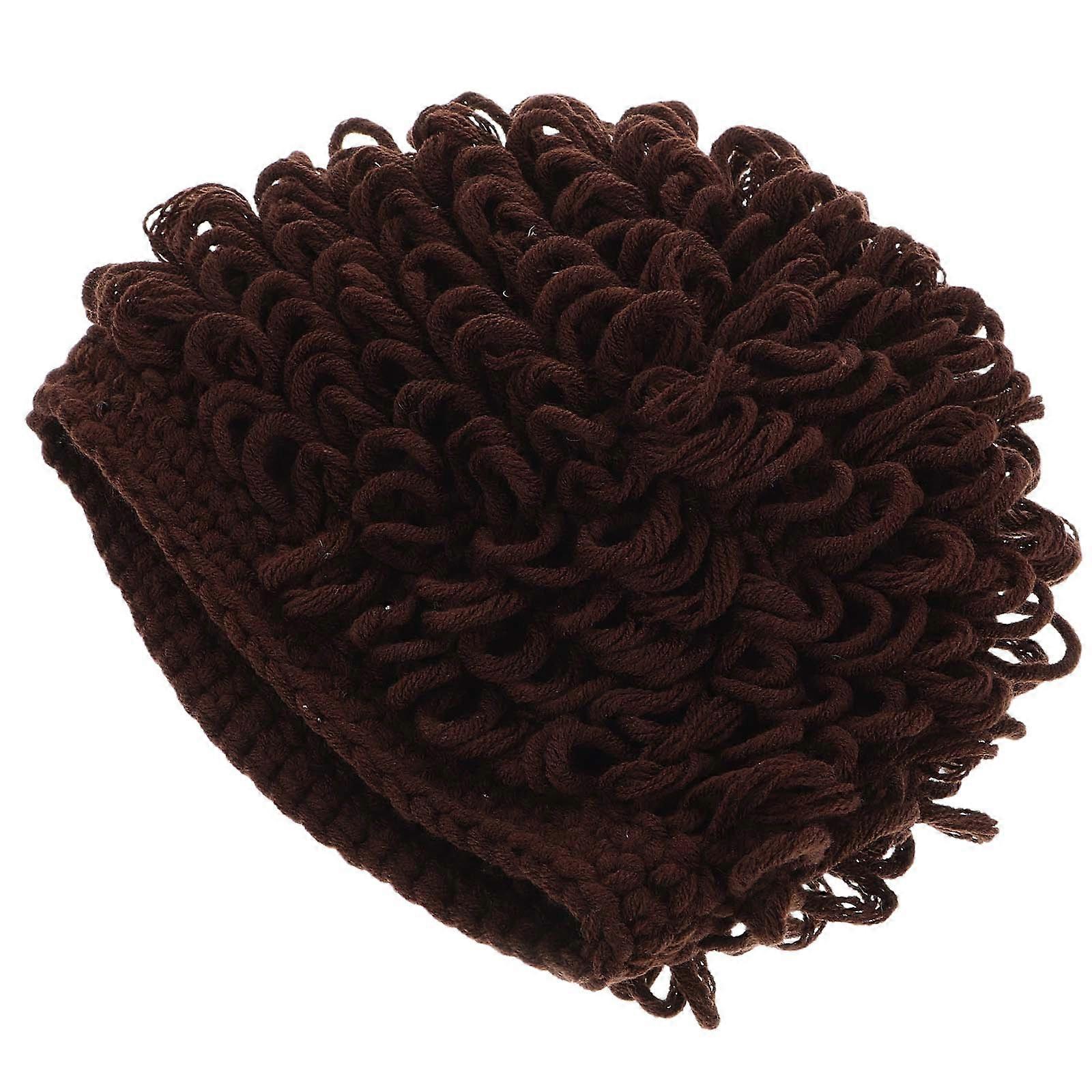 Baby Yarn Wig Toddler Wig Hat Soft Yarn For Infants And Toddlers Elastic Pullover Unisex Warmth Dark .00X18.00X4.00CM 1Pack