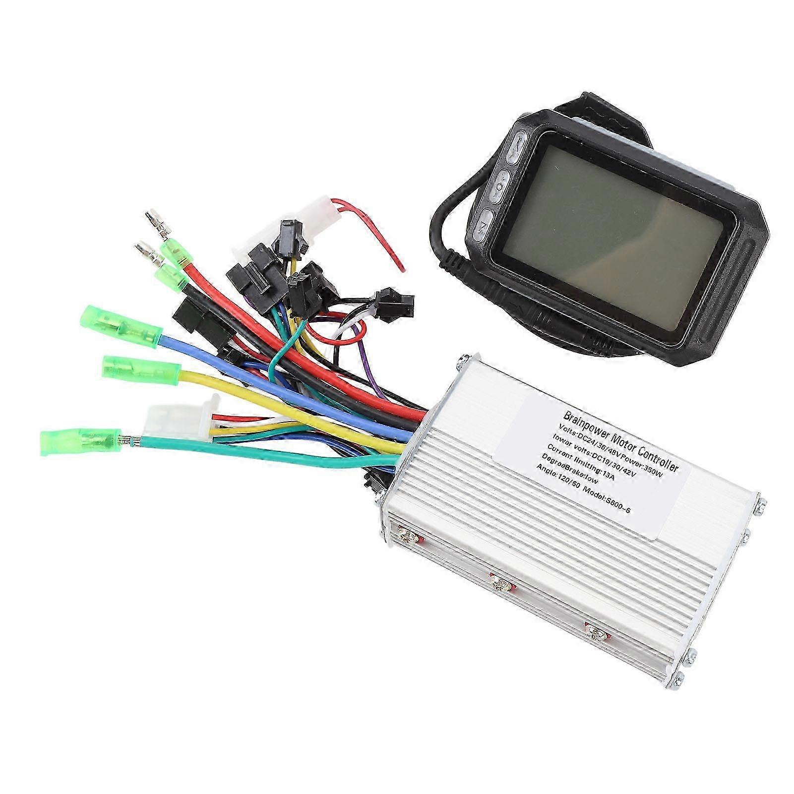 350W Brushless Motor Controller with LCD Display & S600 Meter - 24V, 36V, 48V Compatible Controller with Wire Harness for Electric Bikes