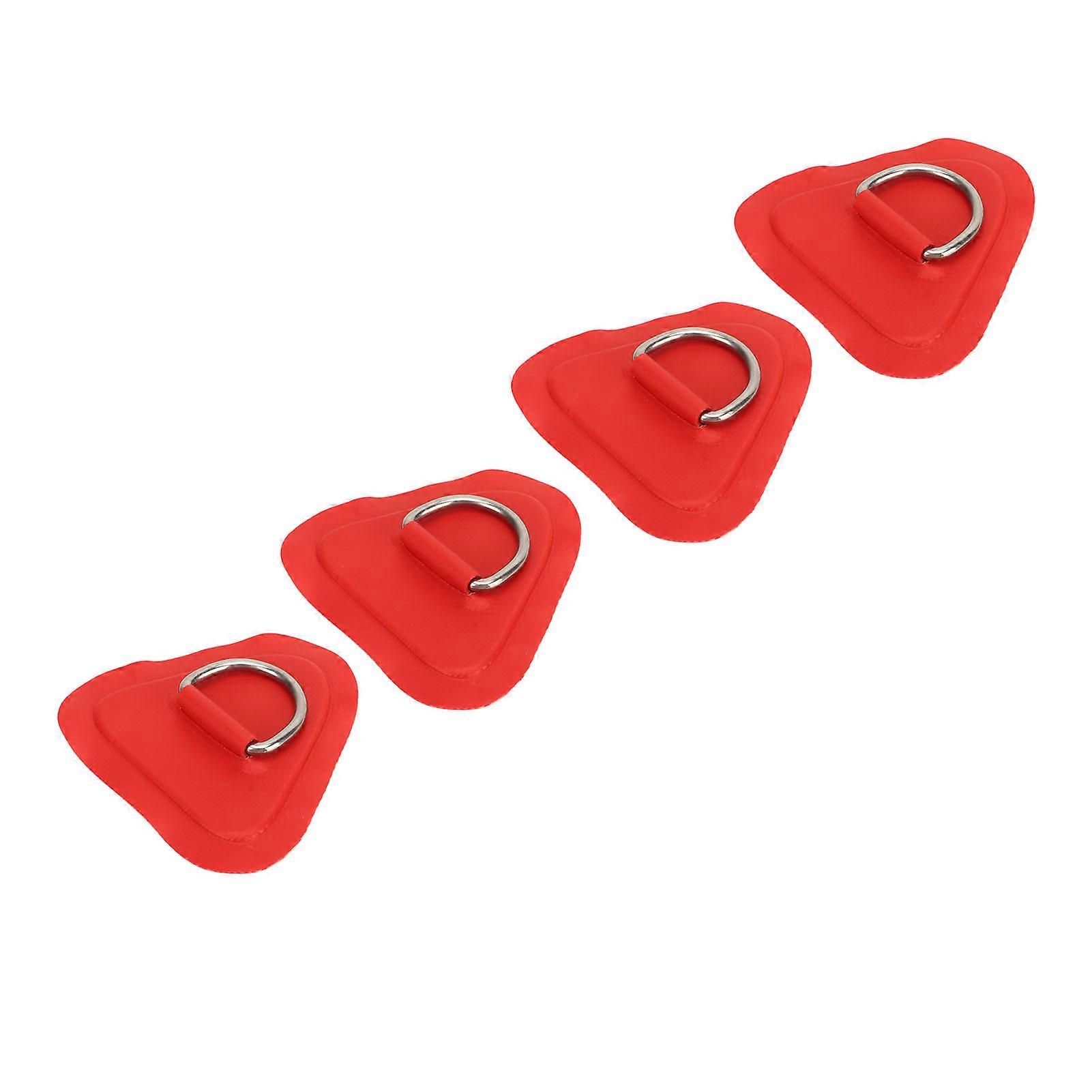 4 Pcs D Ring Patch Stainless Steel D Ring Pad for Inflatable Boat Surfboard Dinghy Paddle Board Red 
