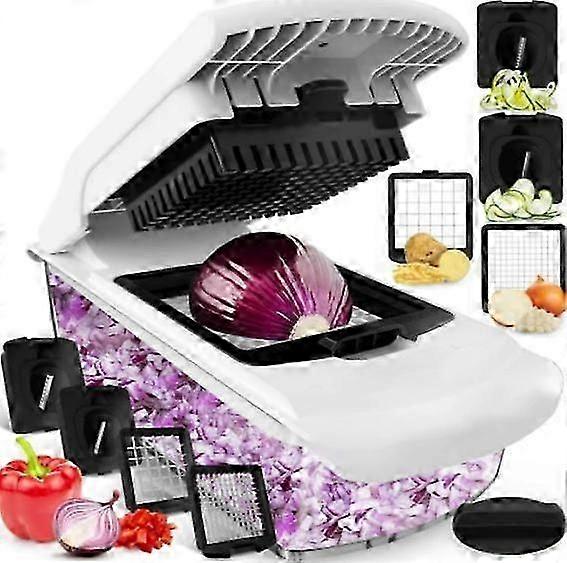 XL Gemüsehäcksler 9-in-1 Gemüsehäcksler mit extra großer Auffangschale, Häcksler