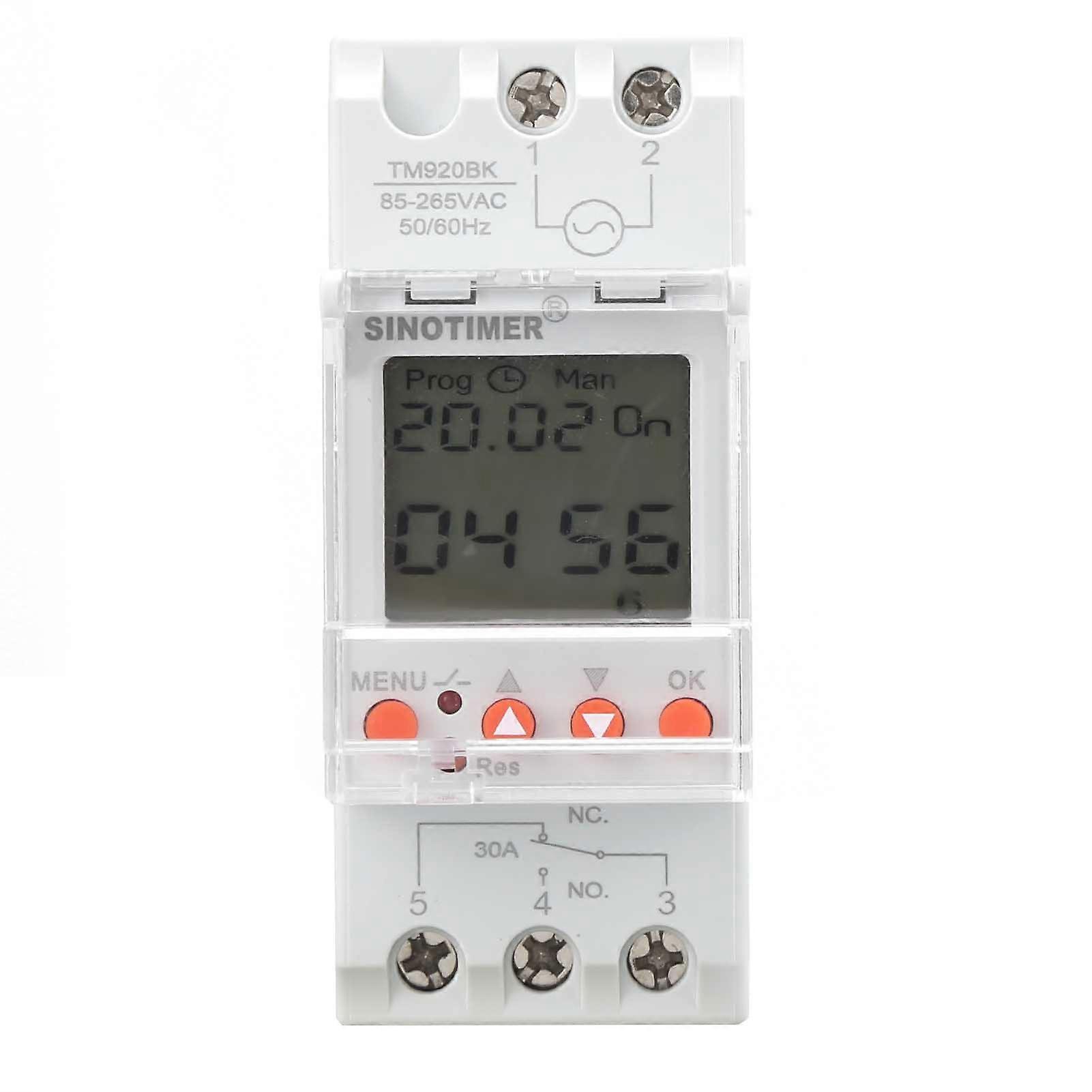 Timer Switch Programmable Analog Smart Home Power Control Din Rail Mounting 85‑265V 30A