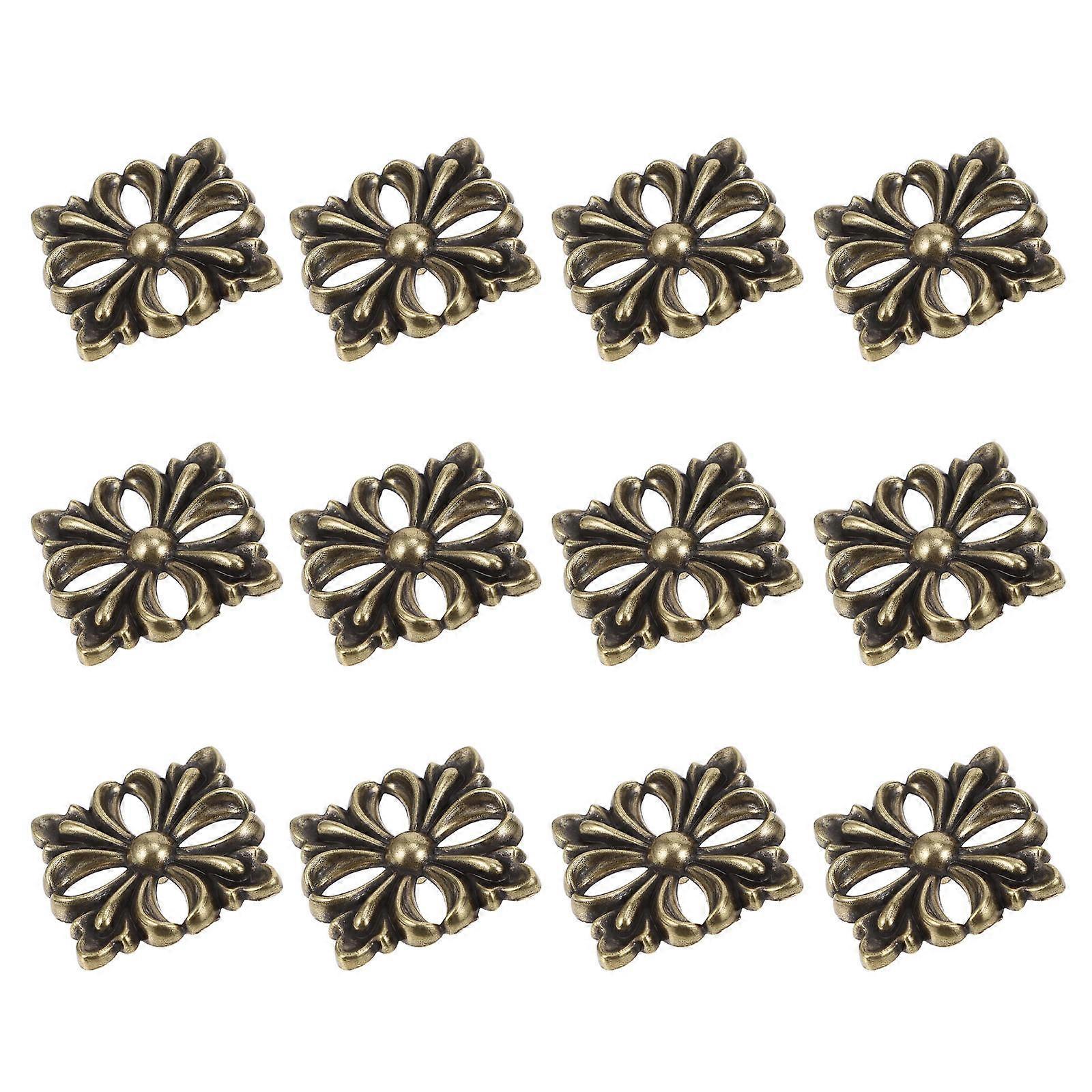 12pcs Vintage Metal Decorative Plates, Antique Zinc Alloy, Floral Design for Home Office Decor & Event Room Enhancements