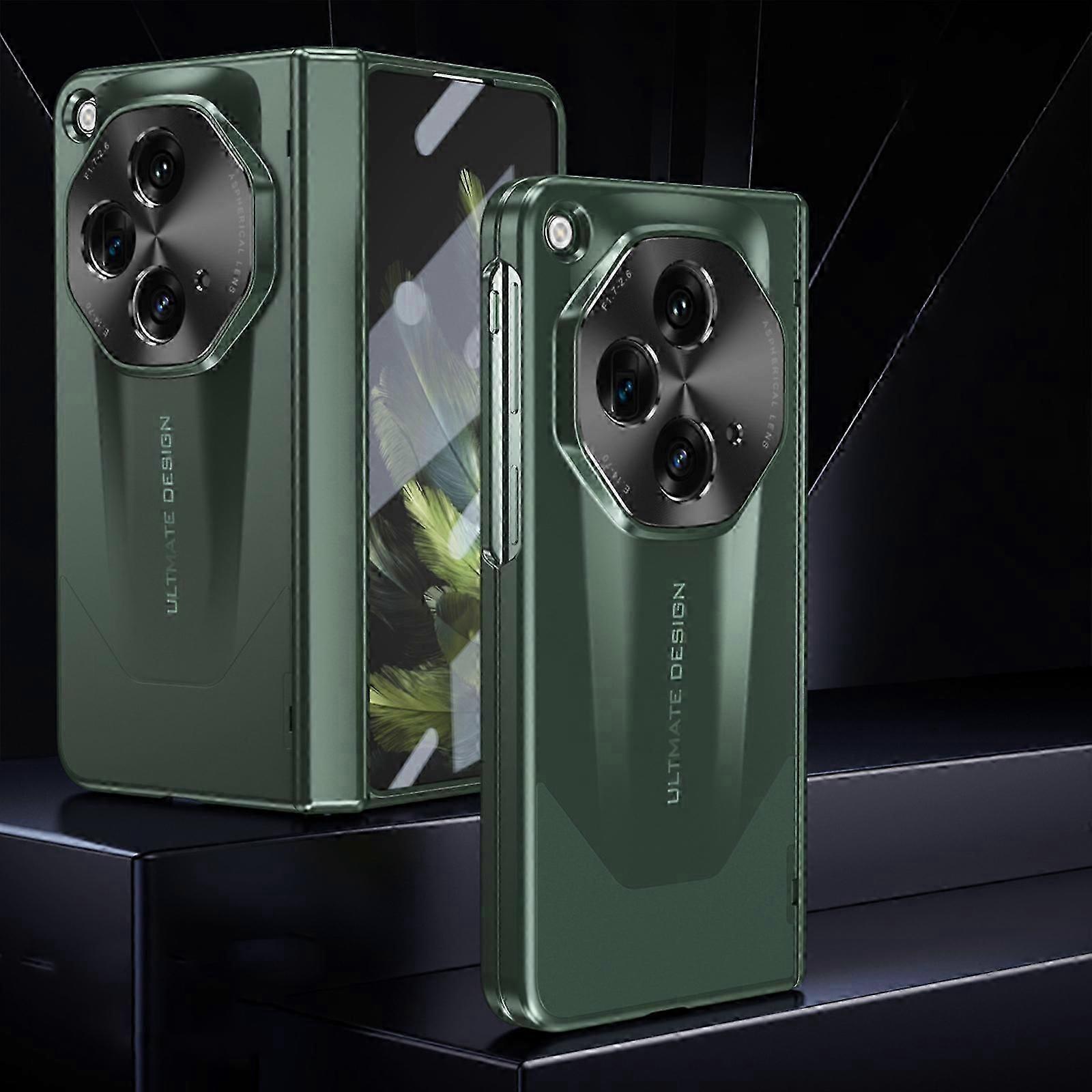 Phone Flip Case Compatible Hinged Case Compatible with OnePlus Open Case with Screen Protector Case, Rugged Cover Shockproof Hard Full-Body Protective