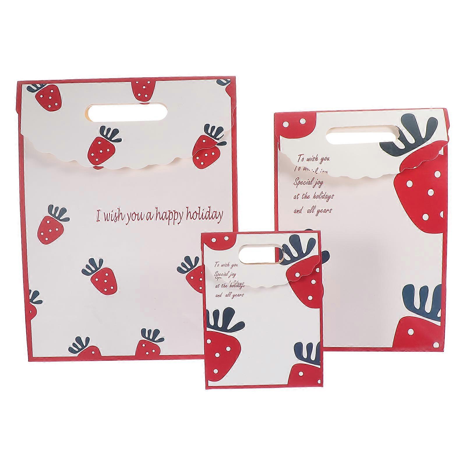 Assorted Color Paper Gift Bags with Comfortable Handles for Storage and Travel 3 Pieces