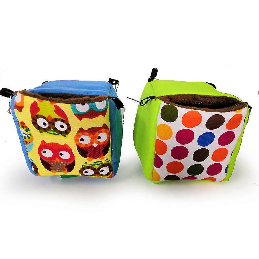 Warm Bird Nest Parrot Warmth Bird Nest Pet Nest for Squirrel Parrot Hamster Plush Square Opening Winter Indoor Use 1Pcs