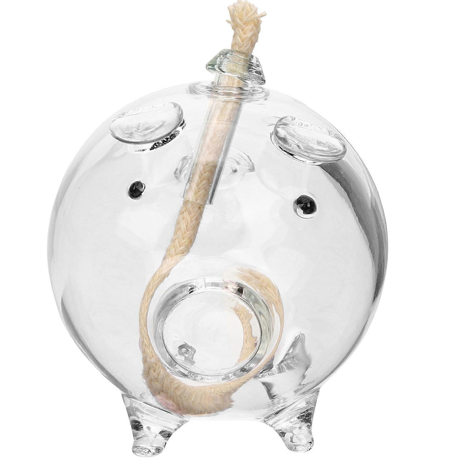 Kerosene Lamps For Indoor Use Cartoon Pig Glass Oil Lamp Romantic Atmosphere Creation 7.5X6.5CM 1Set