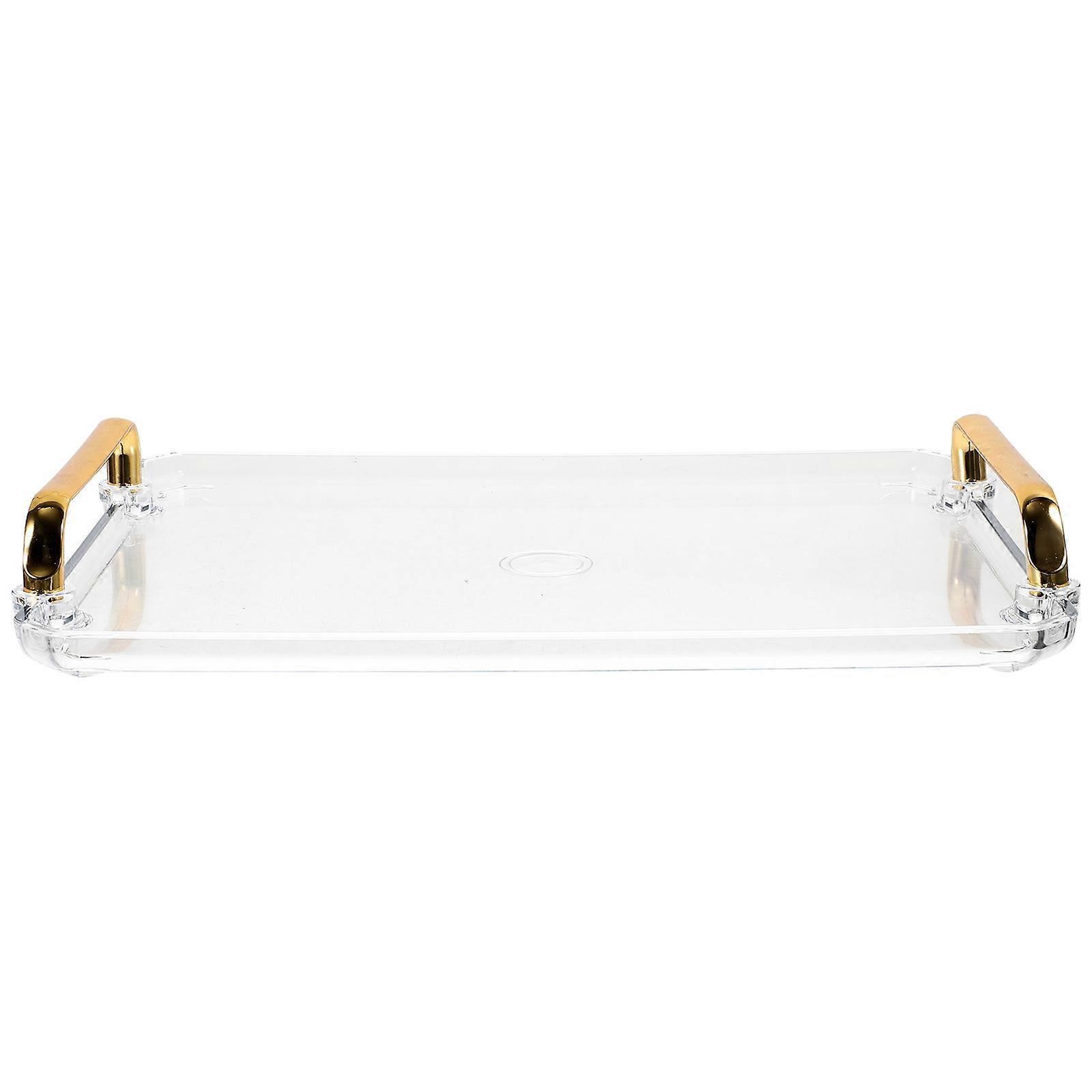 Rectangular Serving Tray with Double Handles, Multi Function Coffee and Dessert Tray for Fruits, Snacks, and Beverages, Transparent Design