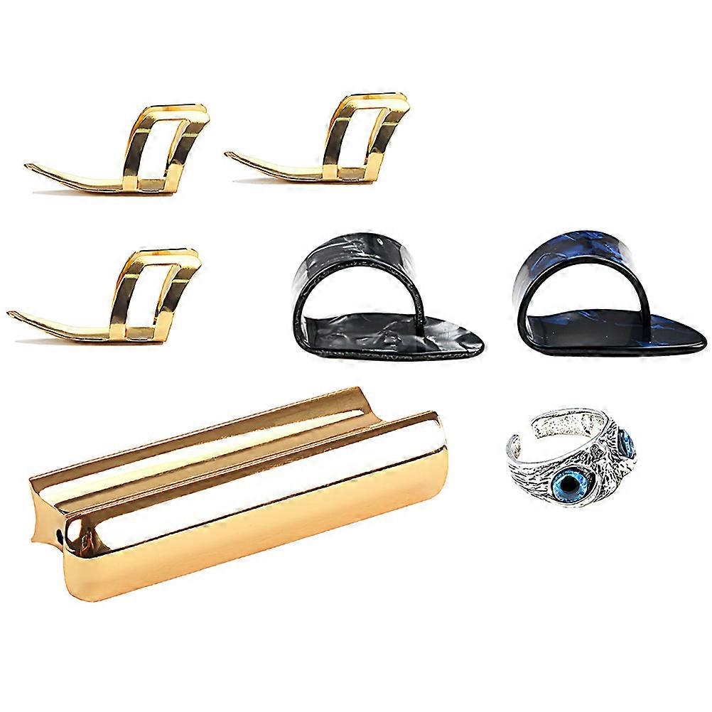 Guitar Parts Tone Enhancement Metal Slide Tone Finger Protector Coffin Shape Golden 1 Set