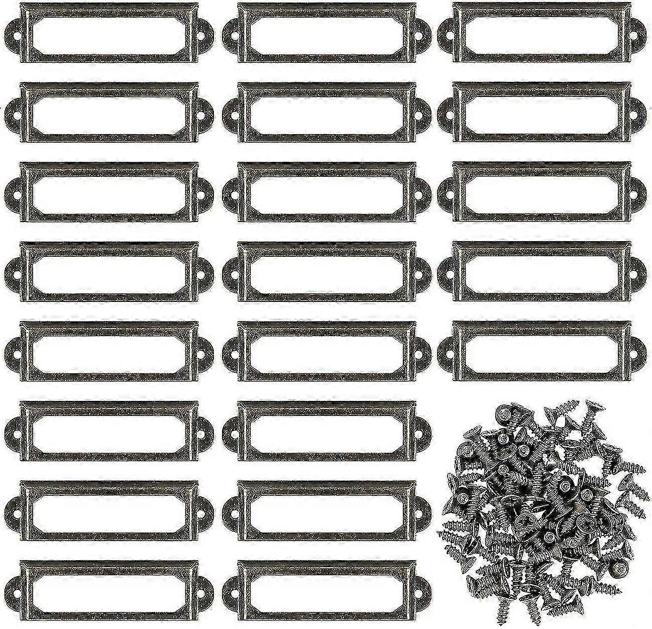 50-Piece Bronze Metal Label Holders Small Name Plates for Drawers and Shelves