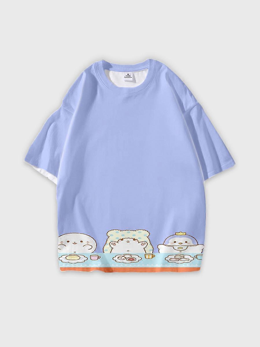 T-shirt round neck Pattern loose short sleeve B1150