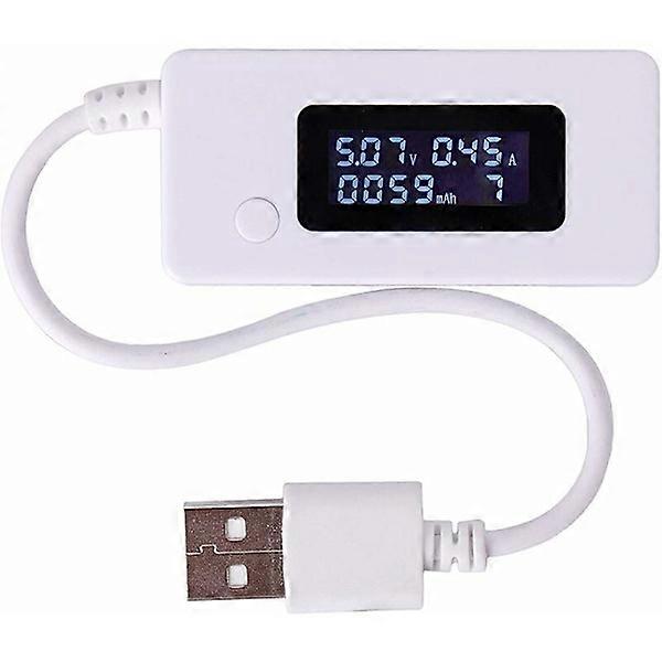 White Tail LCD Backlight LCD Digital Display USB Ammeter Voltmeter Charging Capacity Detector