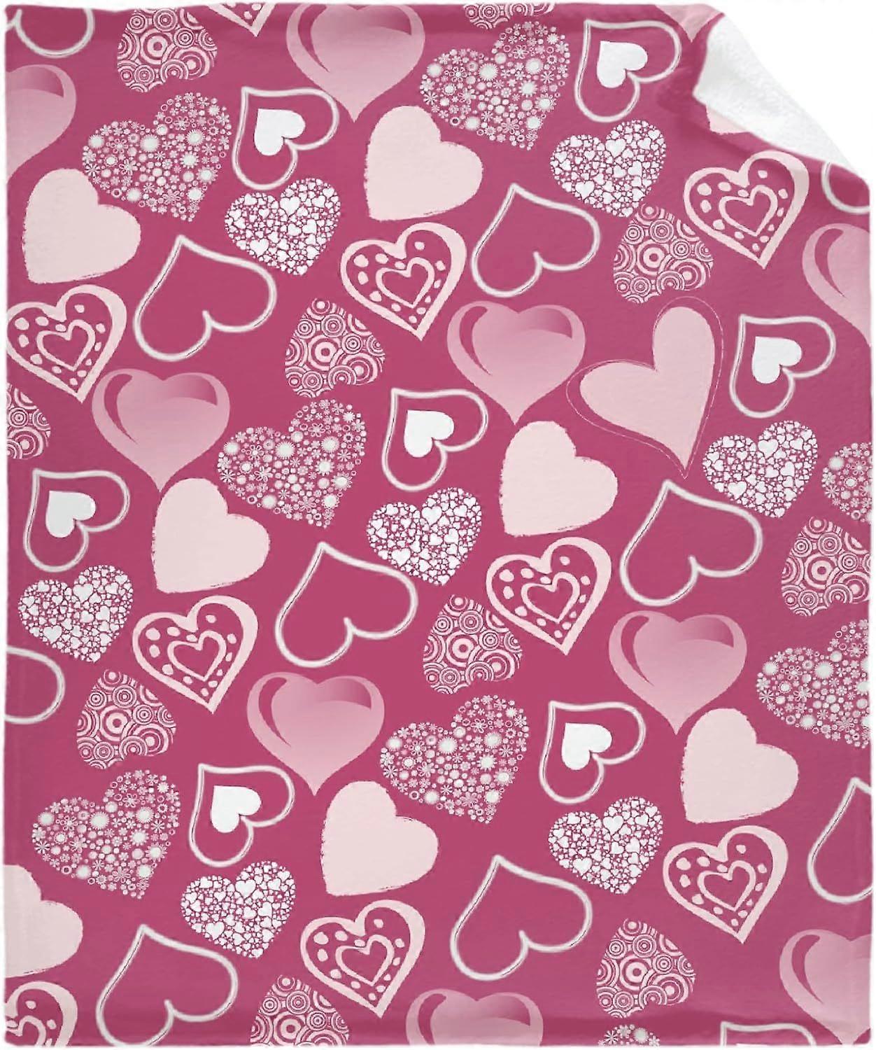 FR956 Valentine's Day Heart Pattern Blanket Bedding Throw Super Soft Cozy Flannel Fleece Plush Blanket Size for Boy Girl Adults Couch Sofa Extra Large