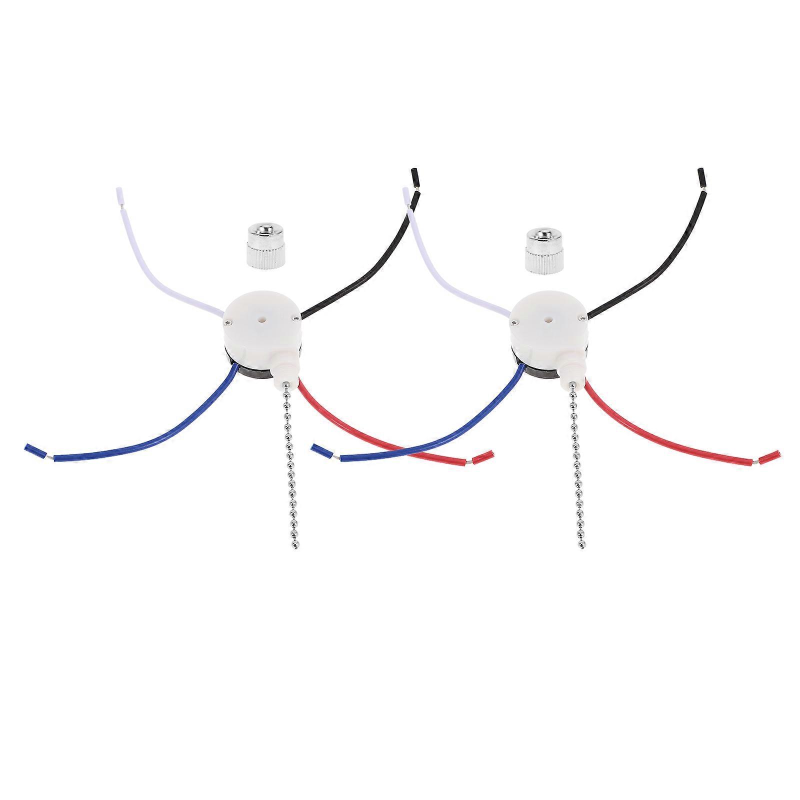 2Pcs Pull Chain Switch for Ceiling Fan 3 Gear 4 Wire Replacement Supply Convenient Accessory