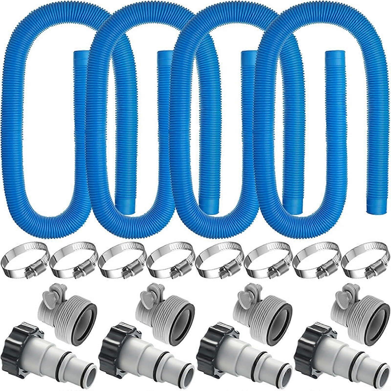 Swimming Pool Replacement Hose Kit For Pool Filter Hose Stainless Steel Clamps Hose Adapter Model D