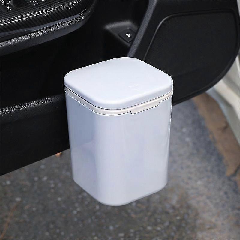 Small Gray Plastic Desktop Trash Can with Lid 13x18cm