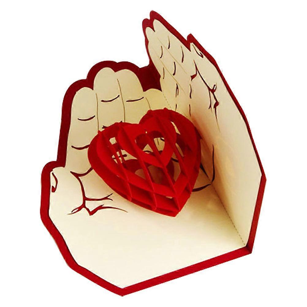 Red Heart 3D Greeting Card for Thanksgiving and Invitations, Unique Paper Card with Blank Space for Your Message