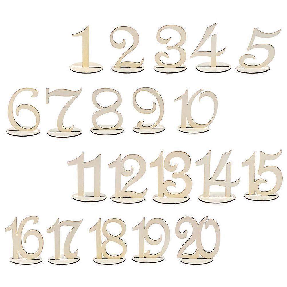 20Pcs Decorative Wooden Numbers Wedding Reception Numbers Party Table Signs Party Accessory