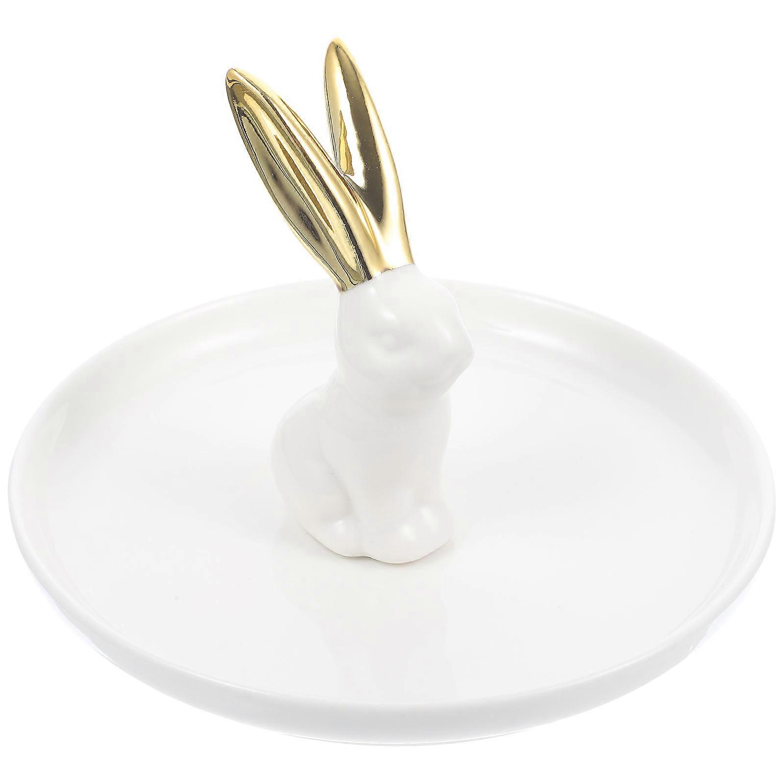 Chic Rabbit Shape Jewelry Trinket Tray Elegant Decoration For Tabletop And Nightstand 1Set