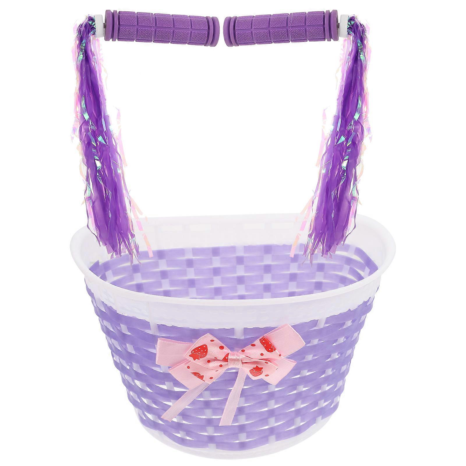 Kids Scooter Basket Set 1 Set Purple Durable Plastic Designed For Outdoor Cycling Suitable For Children