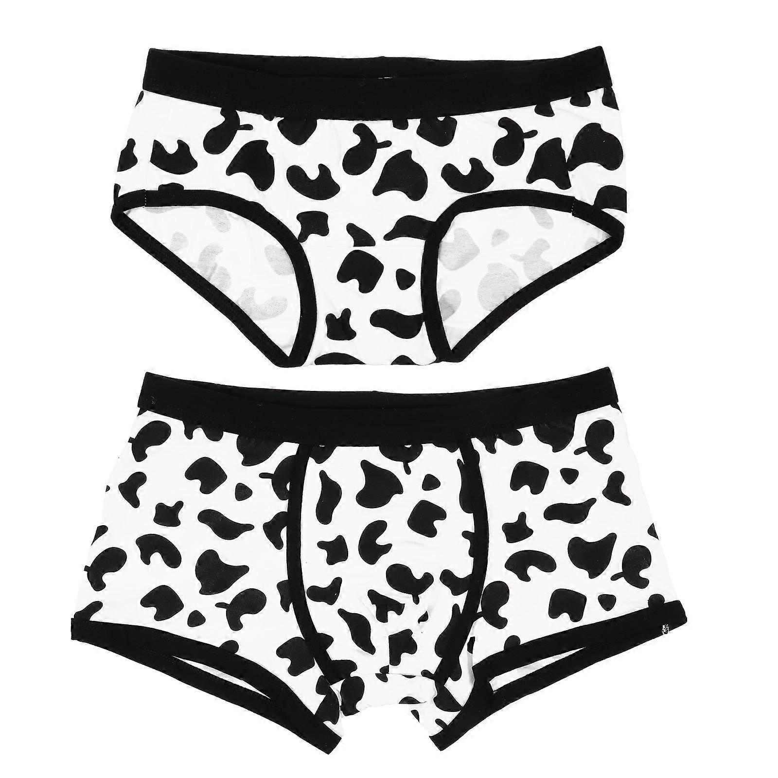 Valentine's Day Couple Underwear Set Cow Print Assorted Color Comfortable 2 Pcs