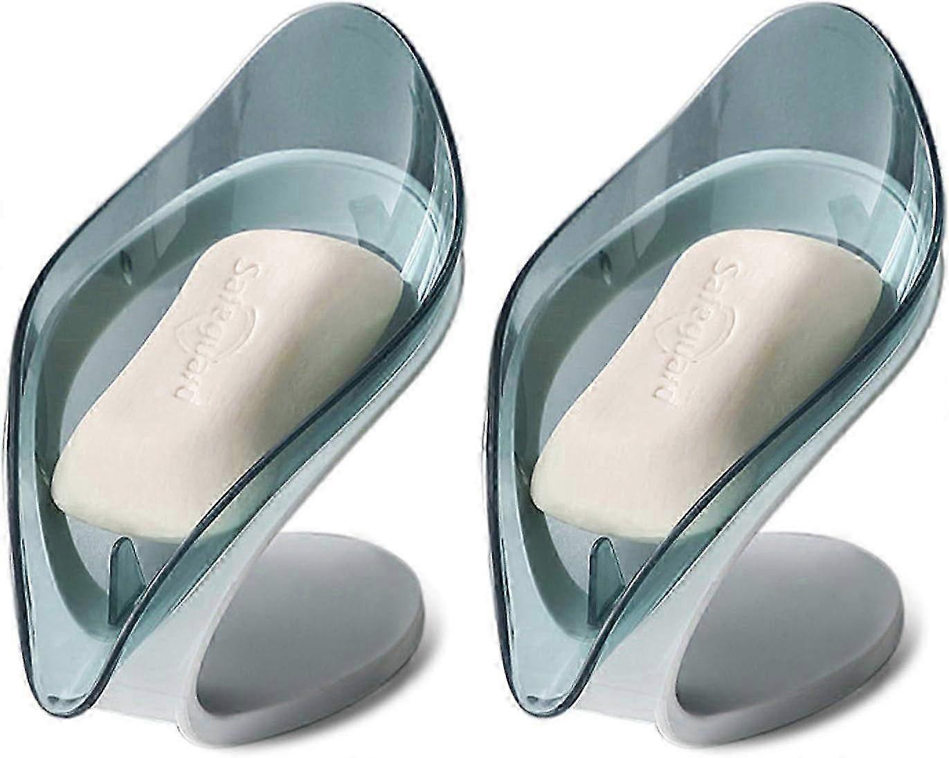 2-Pack Leaf Shape Soap Dish with Drain - Soap Tray for Bathroom & Kitchen to Keep Soap Bars Dry, Clean & Easy to Clean