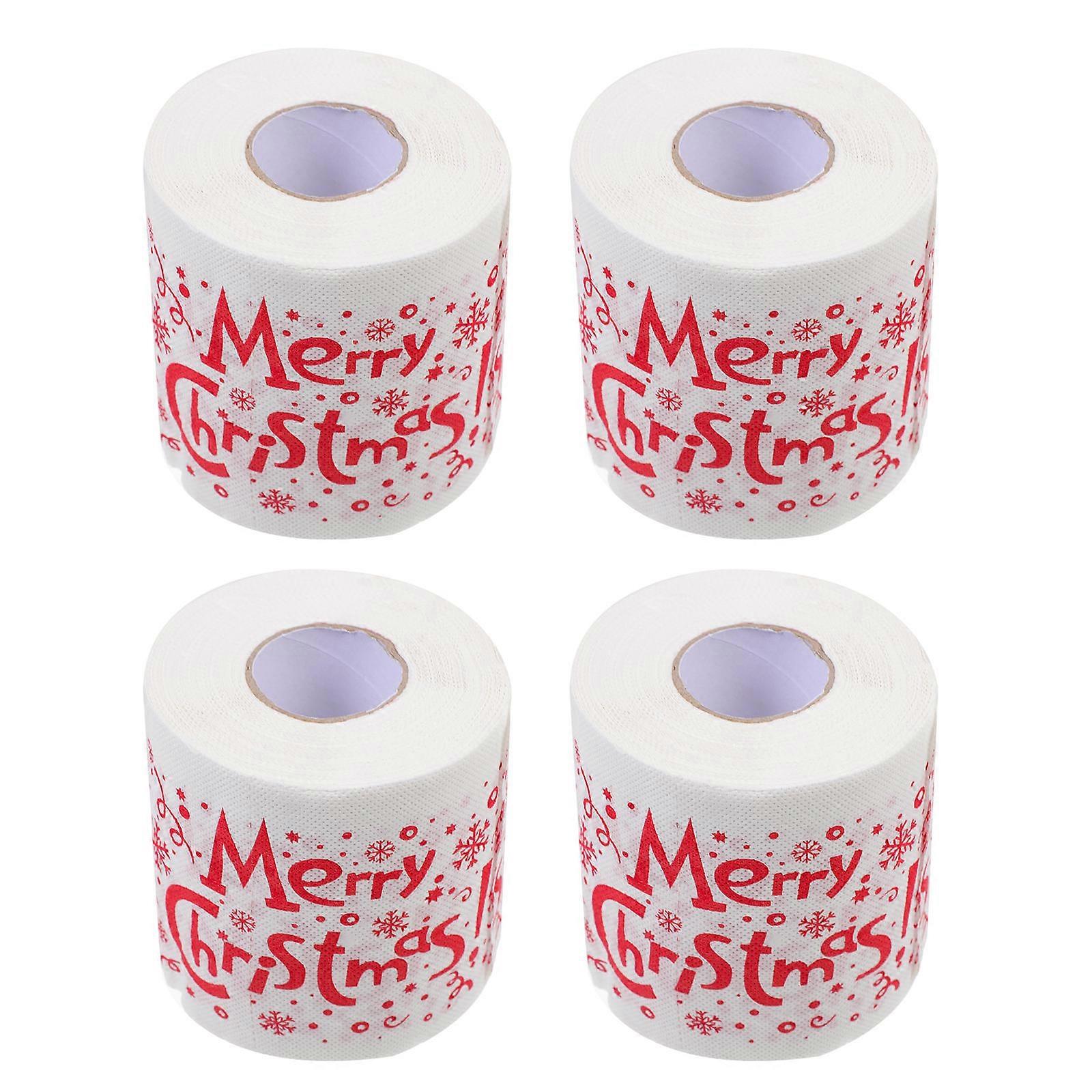 Christmas Theme Design Toilet Paper Rolls 4 Rolls Absorbent Napkins For Guests Multi Color Relaxation