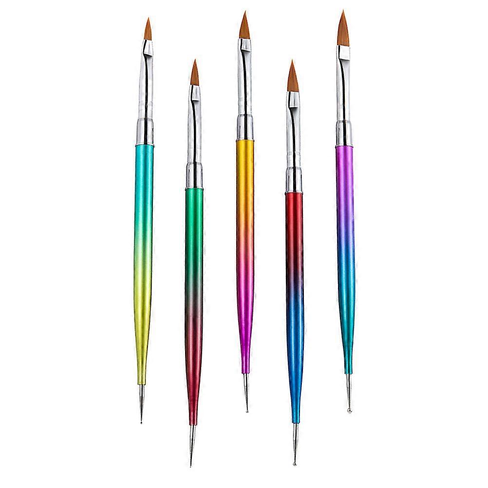 Manicure Pen Supplies 5Pcs Nail Art Pen Set Double-ended Color Drawing Tool For Professional Use Multicolor Long Handle Design
