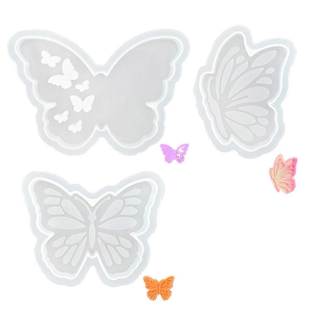 Silicone Moulds Pack of 3 - Butterfly Shaped Moulds for Casting, Plaster, and Candle Making - Spring Summer Design