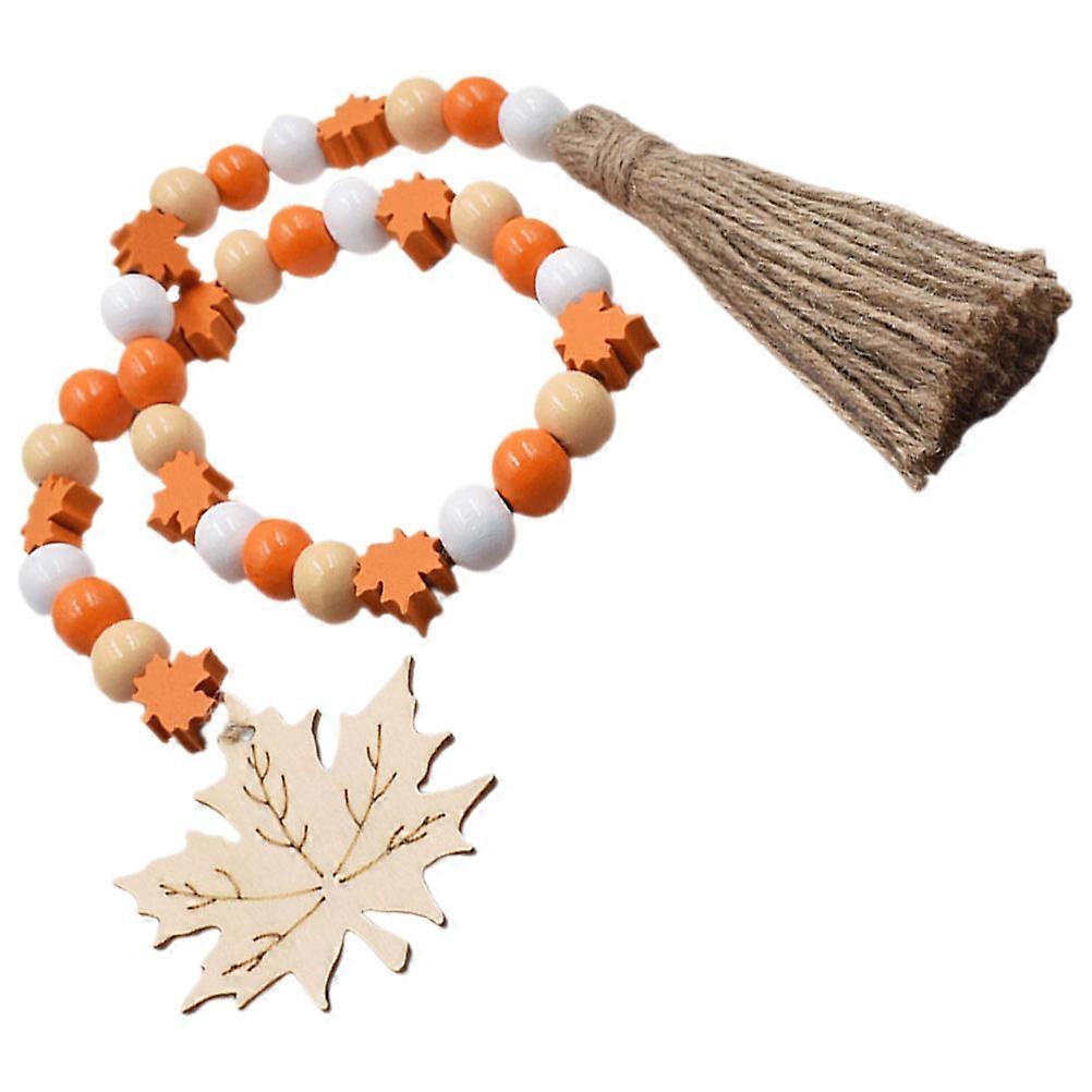 Wooden Bead Garland with Tassel Decor for Home Party Decorative Art Hemp Rope Multi Color
