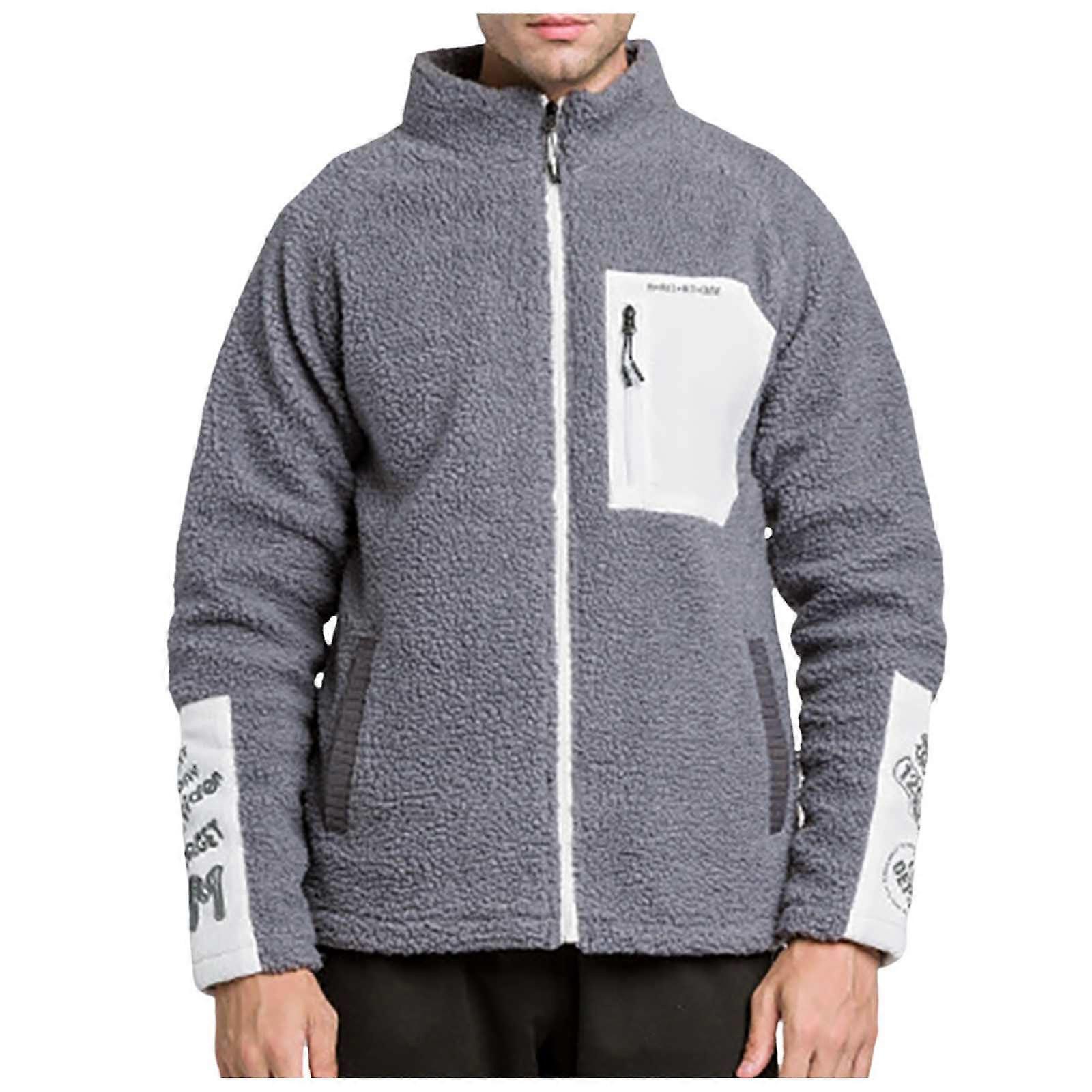Winter Jacket Men's Patchwork StandUp Collar Teddy Jacket Stssy Sherpa Fleece