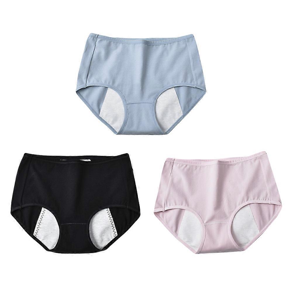 3Set Women Cotton Menstruation Briefs Prevent Side Leakage Comfortable Underwear M Size